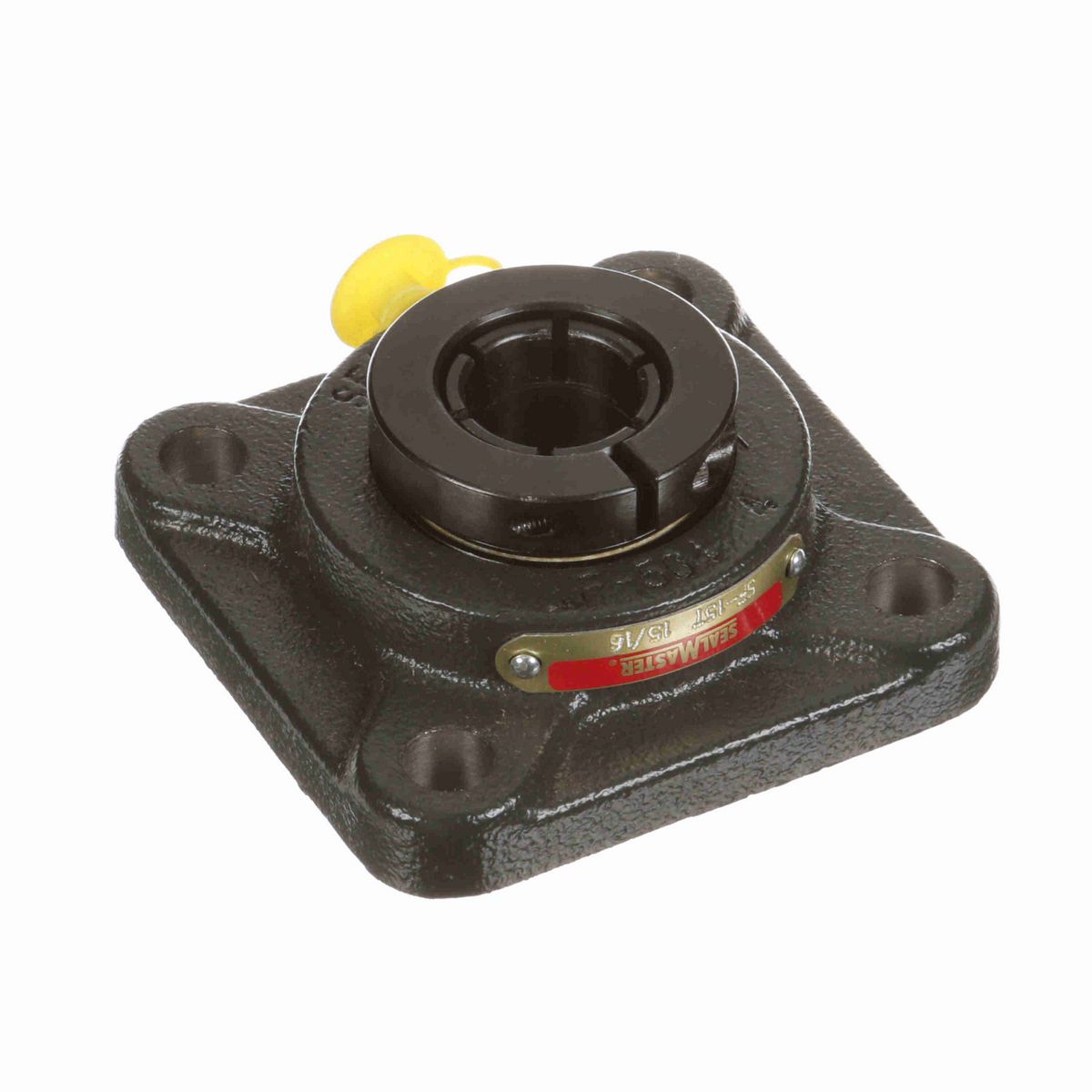 Sealmaster Mounted Cast Iron Four Bolt Flange Ball Bearing - 52100 Bearing Steel, Black Oxided - Concentric Lock - SF-15T