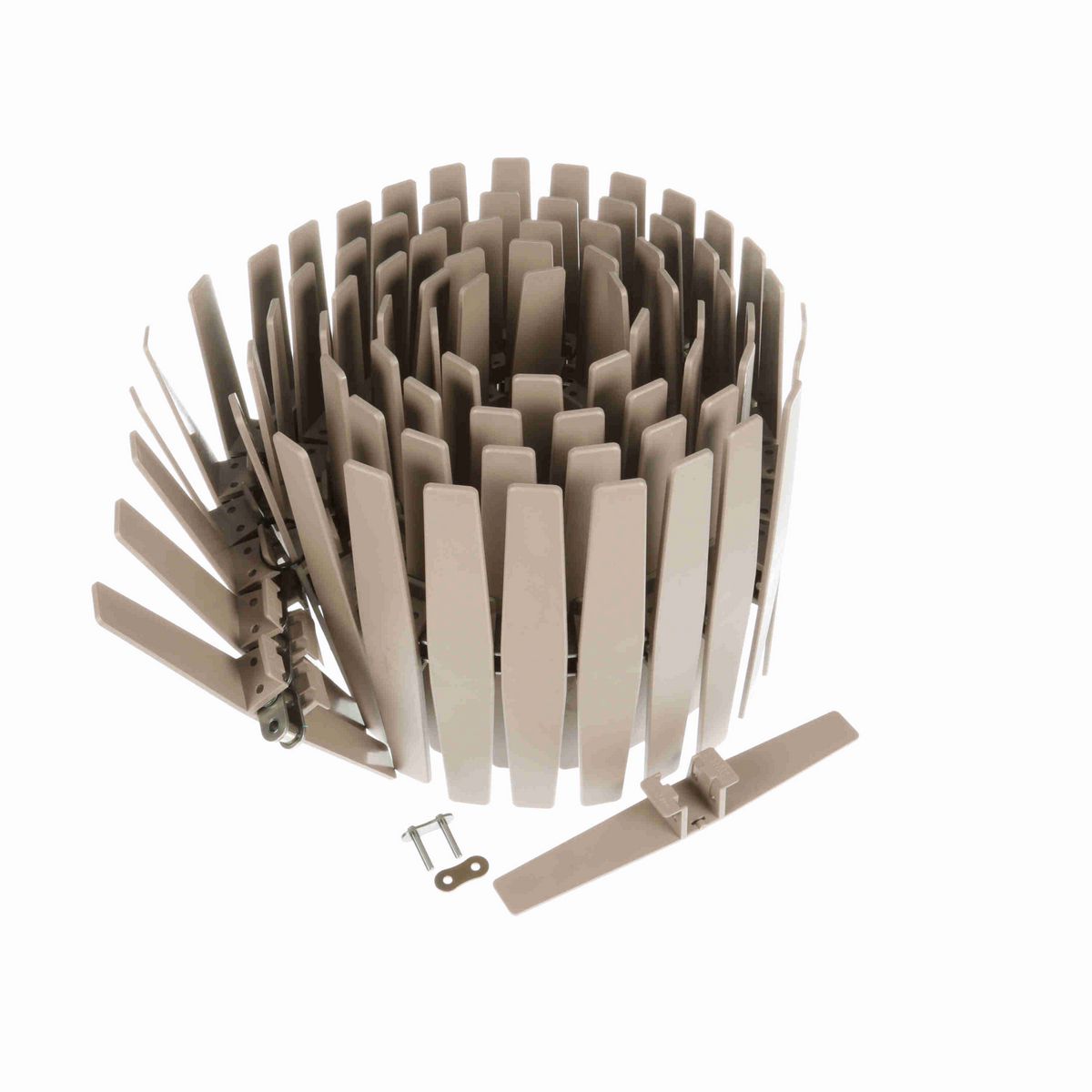 System Plast 1873TAB Side-flexing Solid Top, Material: Tan Low Friction, Width: 10in, Pitch: 1.5in - LF1873SS-TAB-K1000