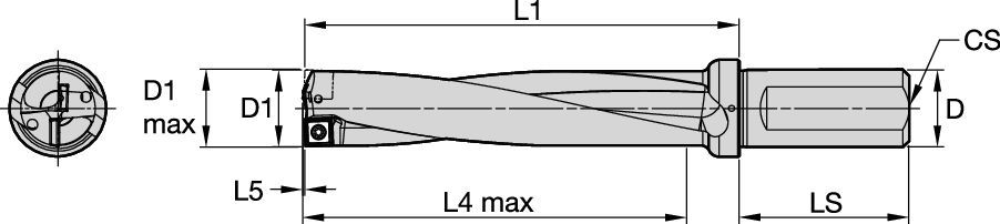Indexable Drilling - Weldon® Shank Kennametal Drill Fix PRO - Drill Body - 5 x D - WB Shank - Inch [7034234]