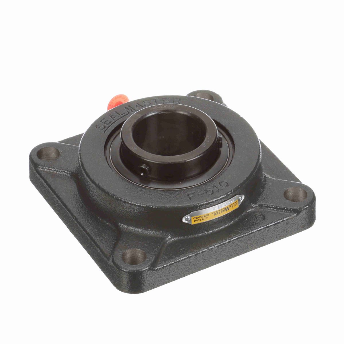 Sealmaster Mounted Cast Iron Four Bolt Flange Ball Bearing - 52100 Bearing Steel, Black Oxided - Setscrew Lock - High Temperature - SF-32 HT