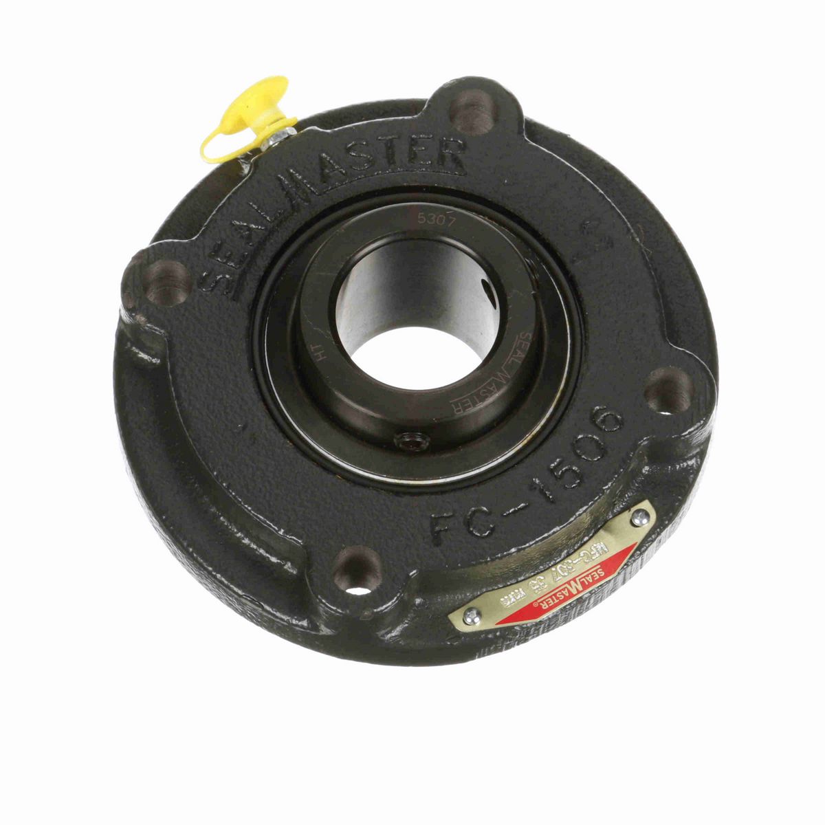 Sealmaster Mounted Cast Iron Flange Cartridge Ball Bearing - 52100 Bearing Steel, Black Oxided - Setscrew Lock - MFC-307