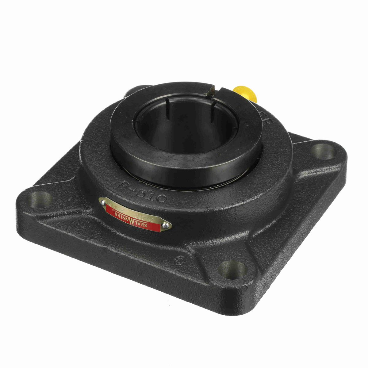 Sealmaster Mounted Cast Iron Four Bolt Flange Ball Bearing - 52100 Bearing Steel, Black Oxided - Concentric Lock - SF-35T