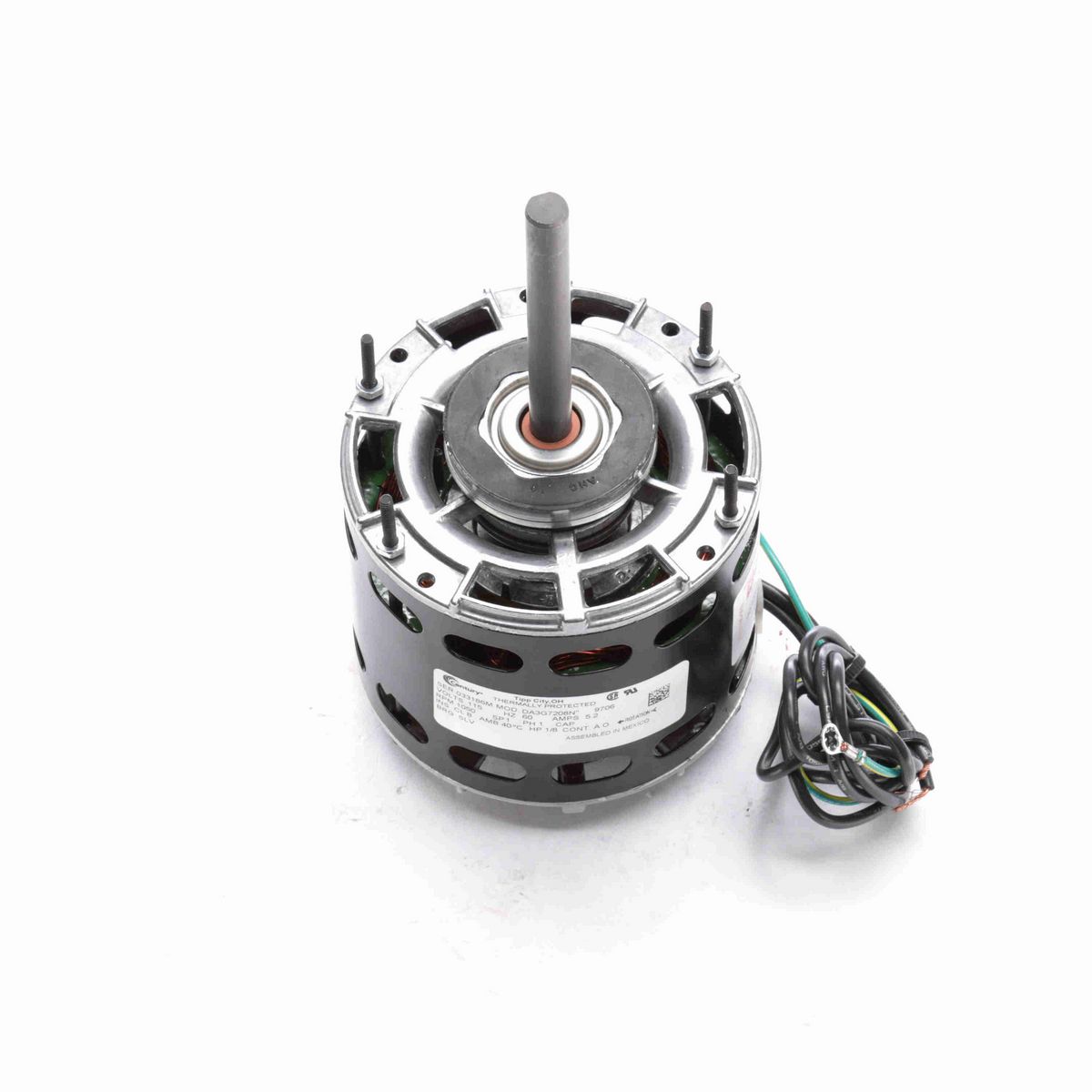 Century Fan and Blower Motor, 1/8 HP, 1 Ph, 60 Hz, 115 V, 1050 RPM, 1 Speed, 42 Frame, OAO - 9706