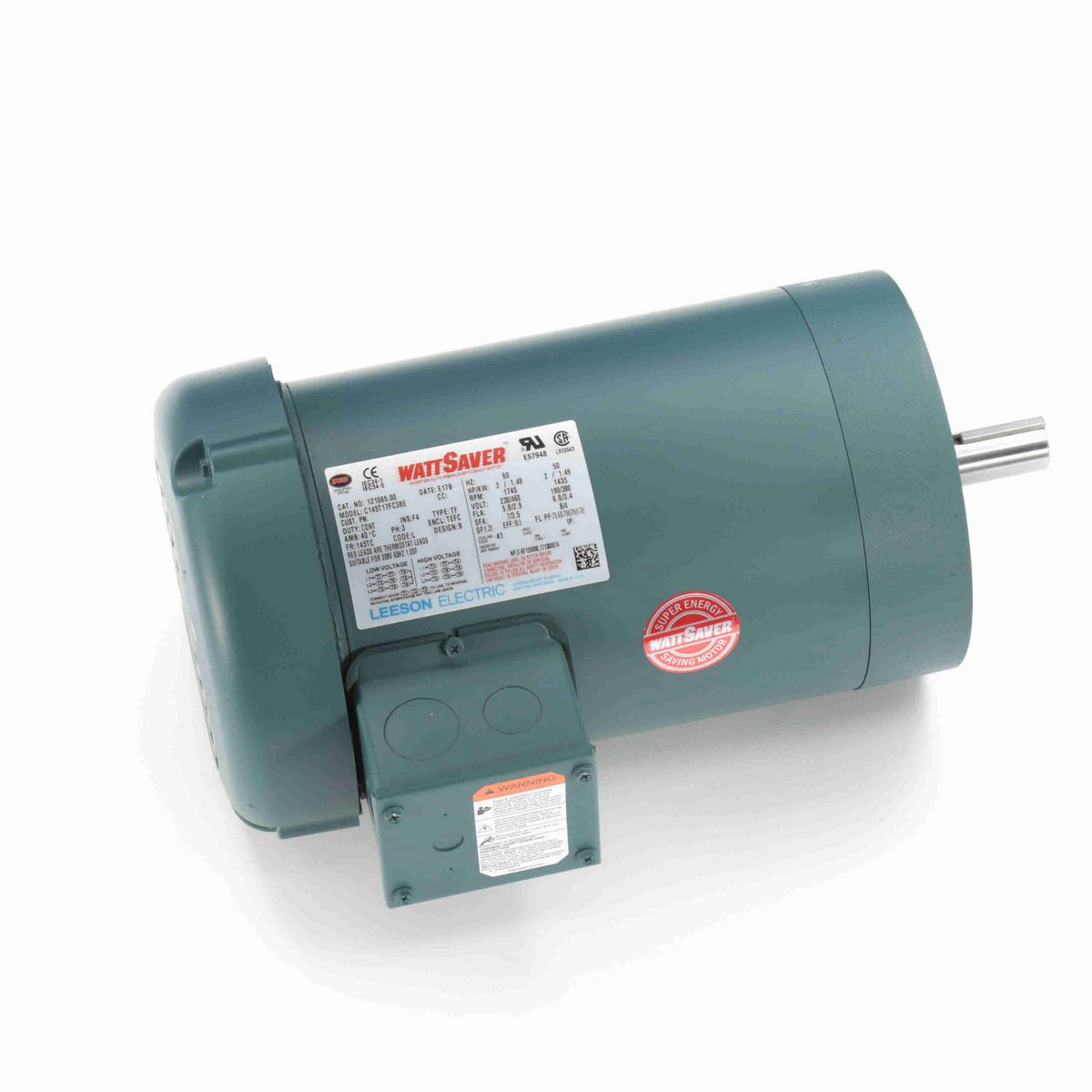 LEESON General Purpose Motor, 2 & 2 HP, 3 Ph, 60 & 50 Hz, 230/460 & 190/380 V, 1800 & 1500 RPM, 145TC Frame, TEFC - 121065.00