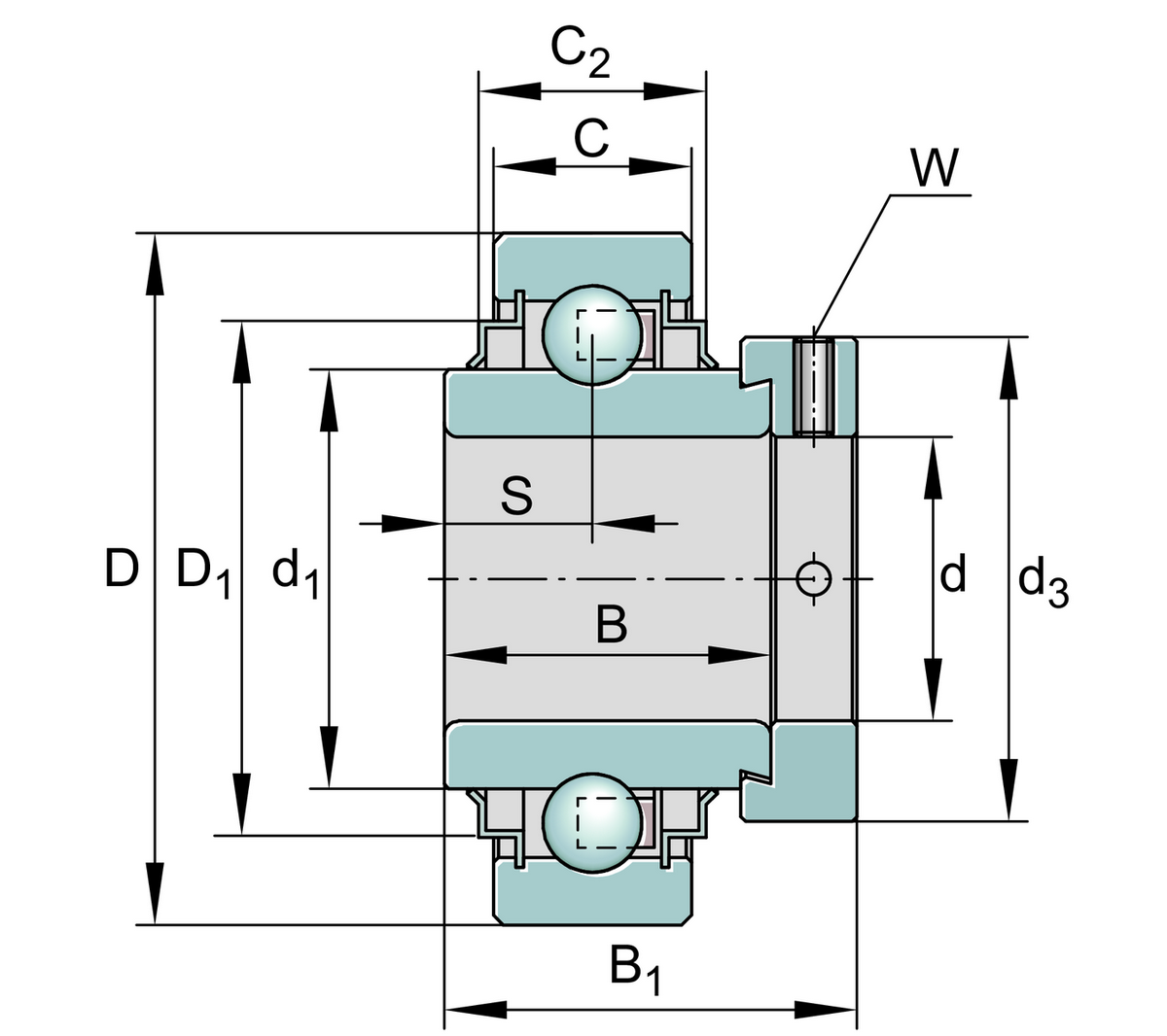 Радиальный закрепляемый шарикоподшипник INA E40-XL-KRR (E40-KRR)