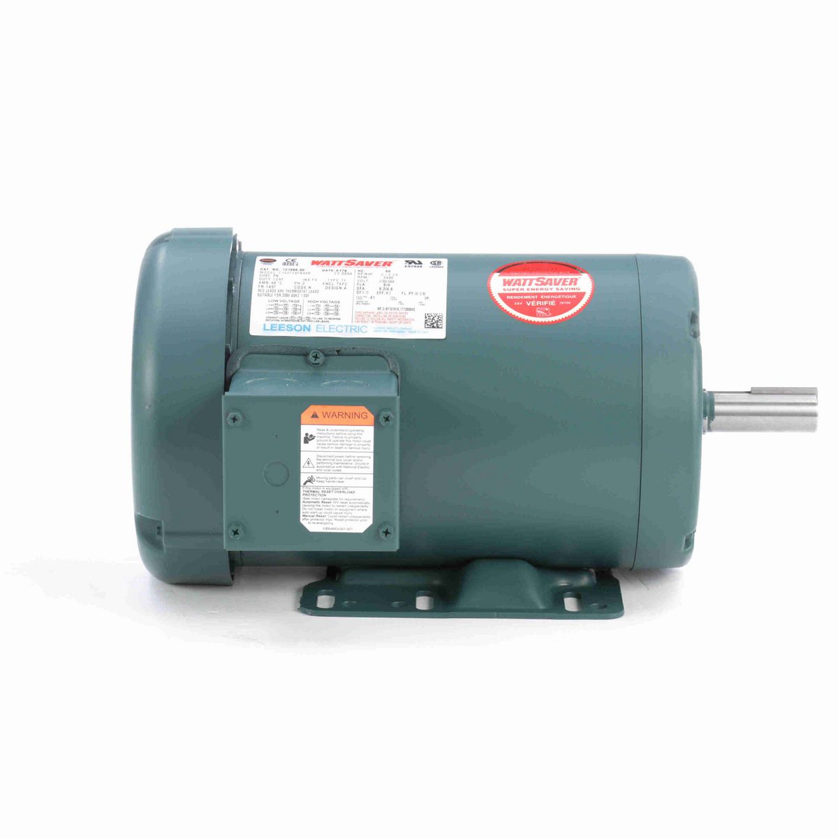 LEESON WATTSAVER® General Purpose Motor, 3 HP, 3 Ph, 60 Hz, 230/460 V, 3600 RPM, 145T Frame, TEFC - 121968.00