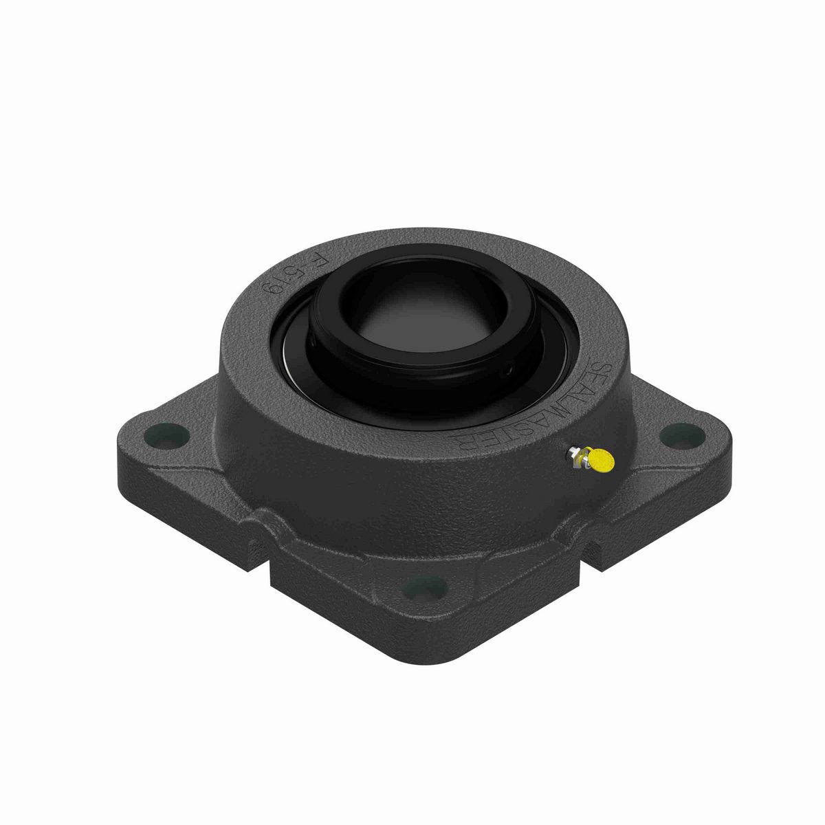 Sealmaster Mounted Cast Iron Four Bolt Flange Ball Bearing - 52100 Bearing Steel, Black Oxided - Double Setscrew Lock - MSFD-71