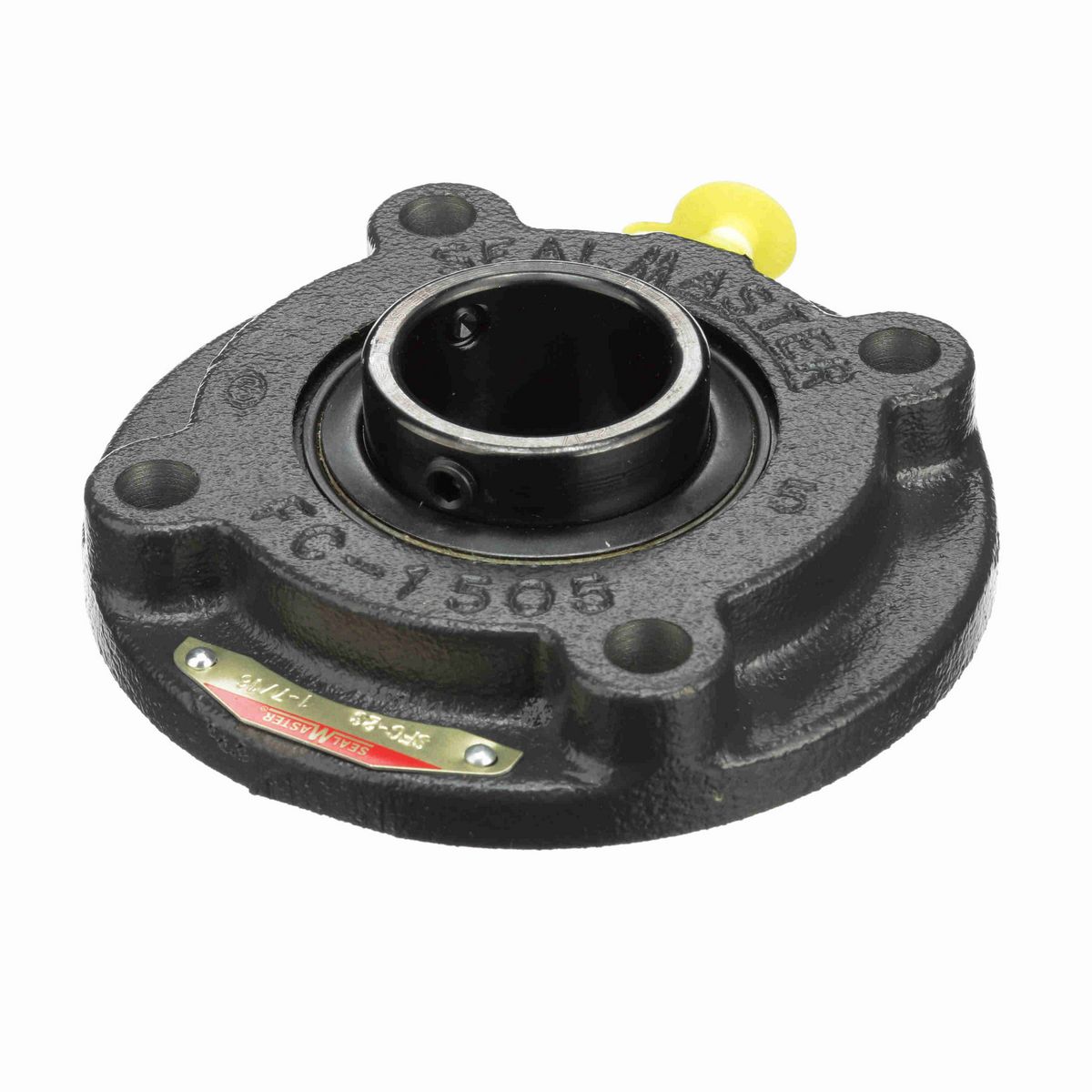 Sealmaster Mounted Cast Iron Flange Cartridge Ball Bearing - 52100 Bearing Steel, Black Oxided - Setscrew Lock - SFC-23