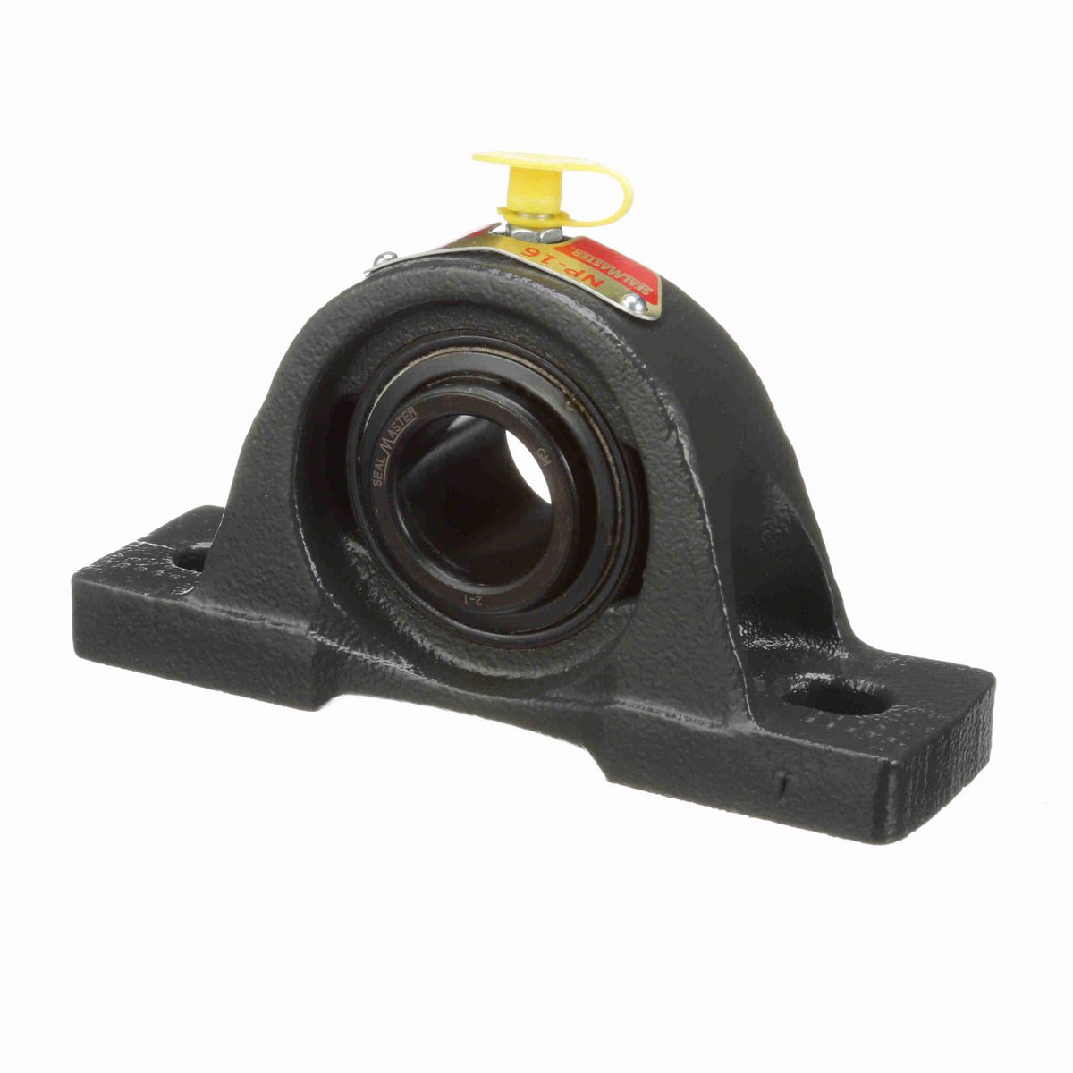 Sealmaster Mounted Cast Iron Two Bolt Pillow Block Ball Bearing - 52100 Bearing Steel, Black Oxided - Setscrew Lock - NP-16