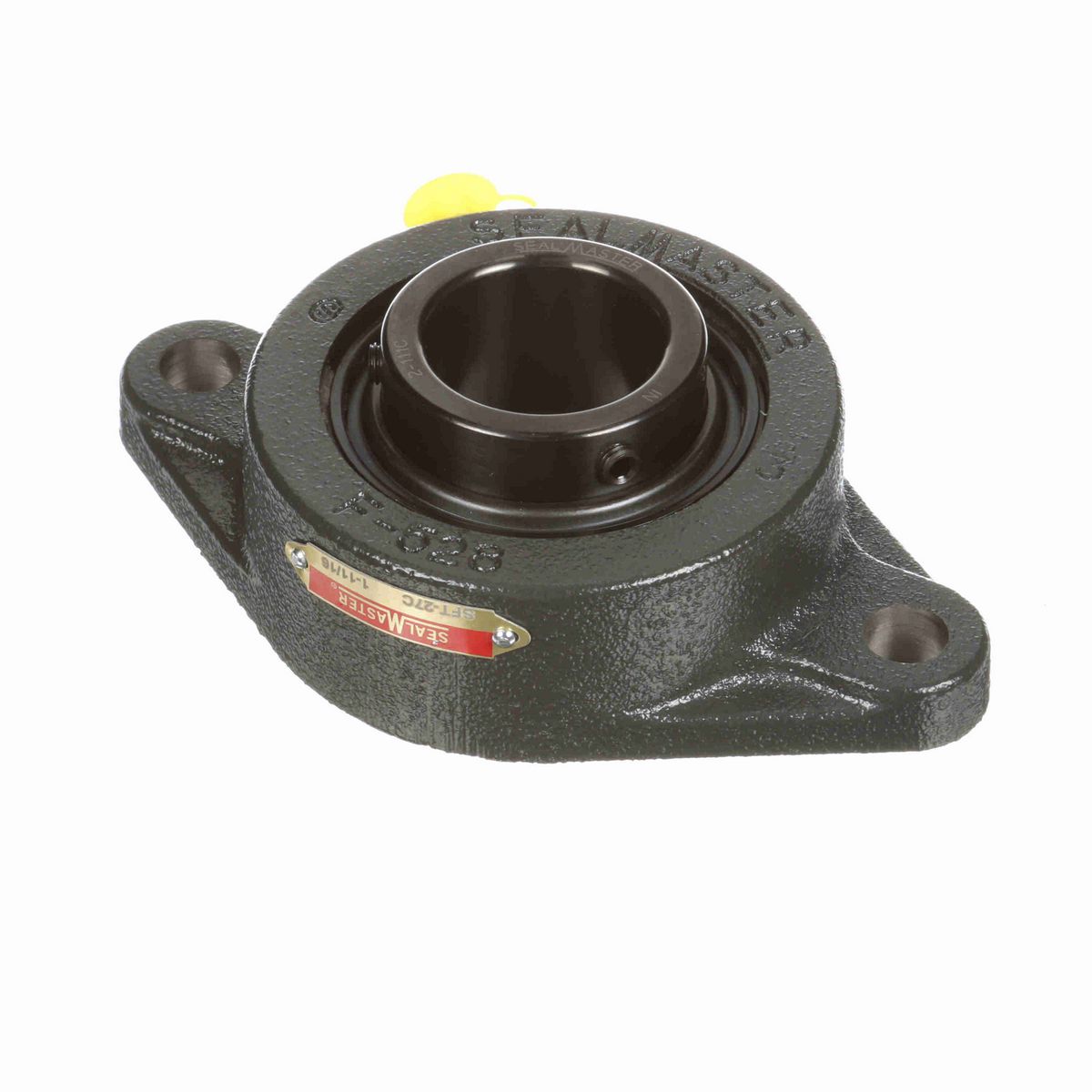 Sealmaster Mounted Cast Iron Two Bolt Flange Ball Bearing - 52100 Bearing Steel, Black Oxided - Setscrew Lock - SFT-27C