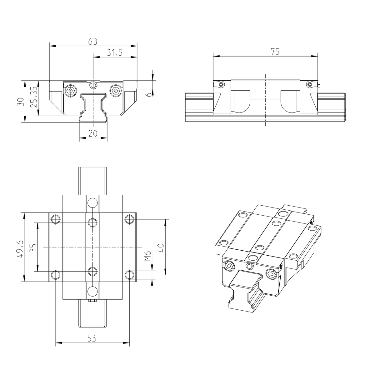 Шариковая каретка из нержавеющей стали Resist NRII Bosch Rexroth KWD-020-FNS-C0-H-0 [R200189304]