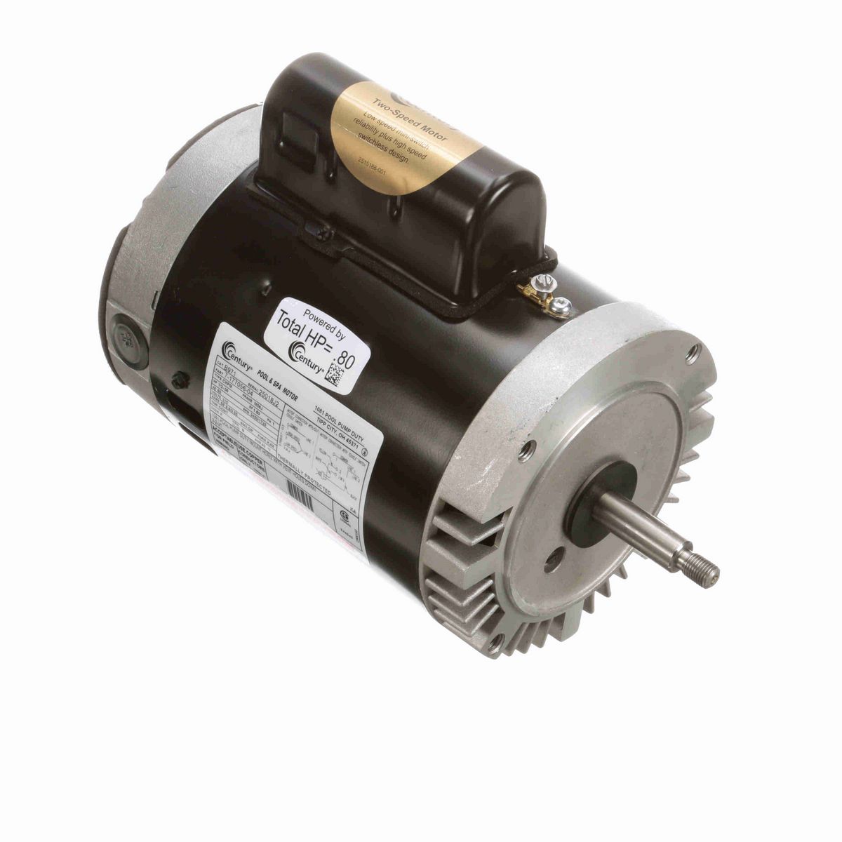Century Pool Pump Motor, 1/2-.06 HP, 1 Ph, 60 Hz, 115 V, 3600 RPM, M56J Frame, DP - B971