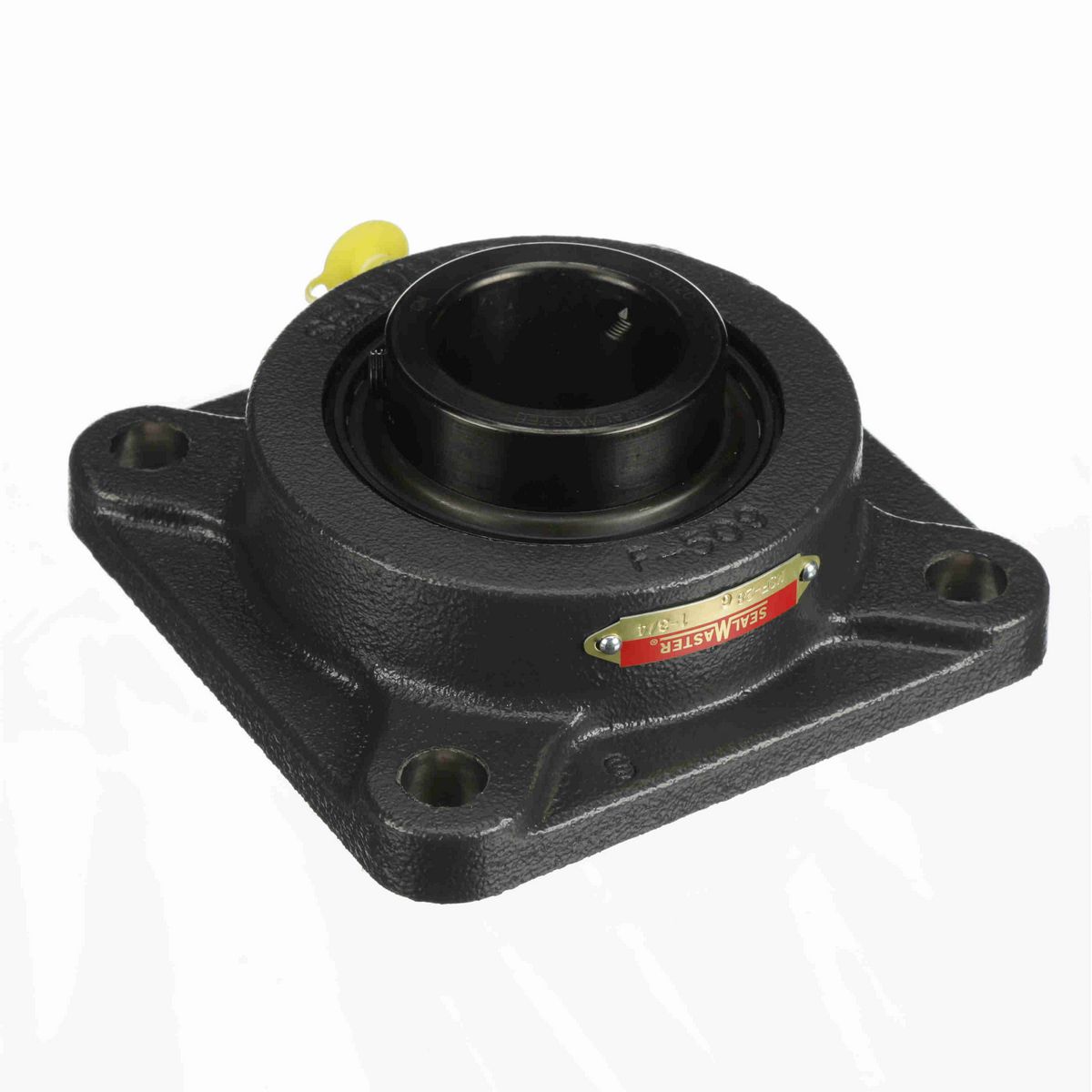 Sealmaster Mounted Cast Iron Four Bolt Flange Ball Bearing - 52100 Bearing Steel, Black Oxided - Setscrew Lock - MSF-28C