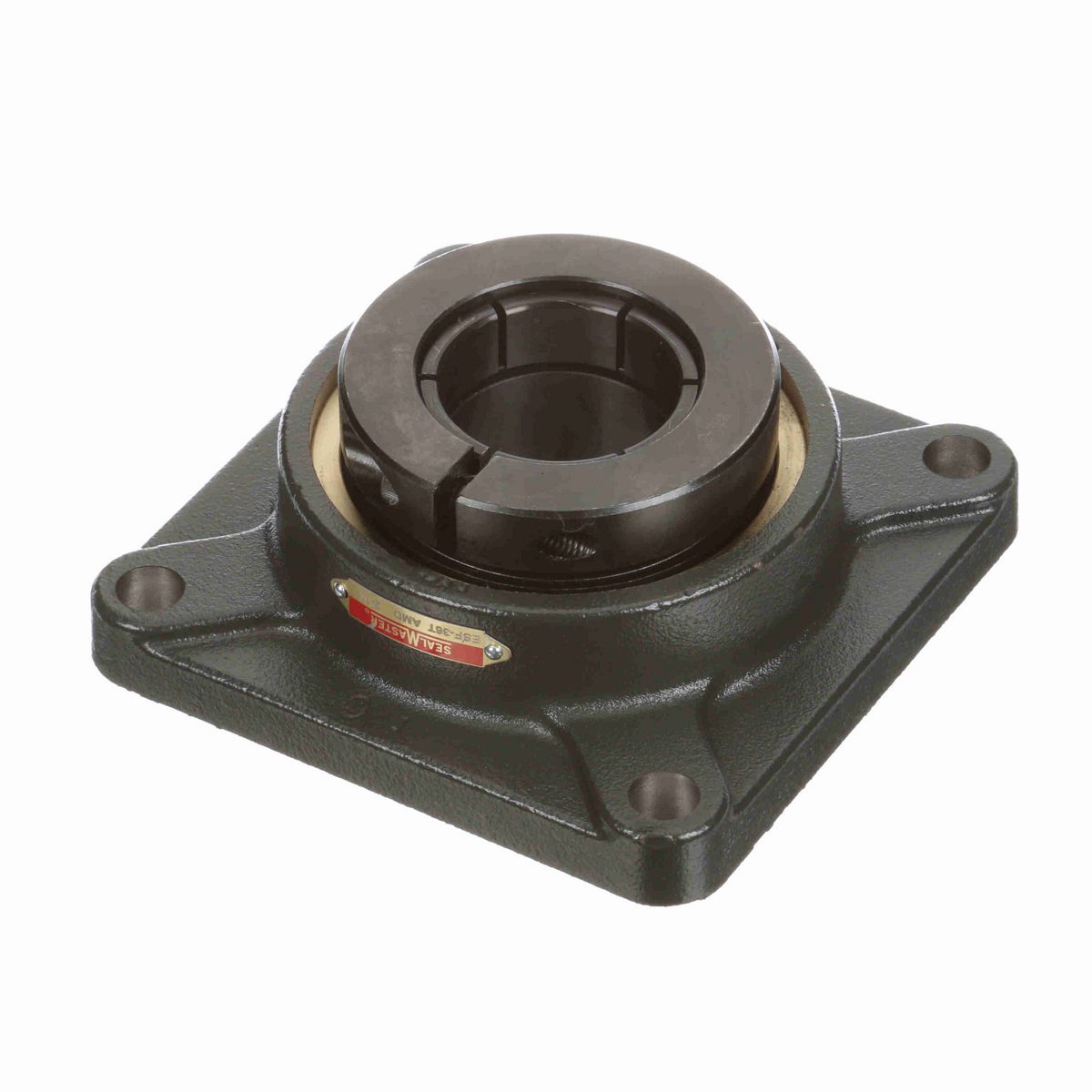 Sealmaster Mounted Cast Iron Four Bolt Flange Ball Bearing - 52100 Bearing Steel, Black Oxided - Concentric Lock - High Temperature - ESF-36T AMD