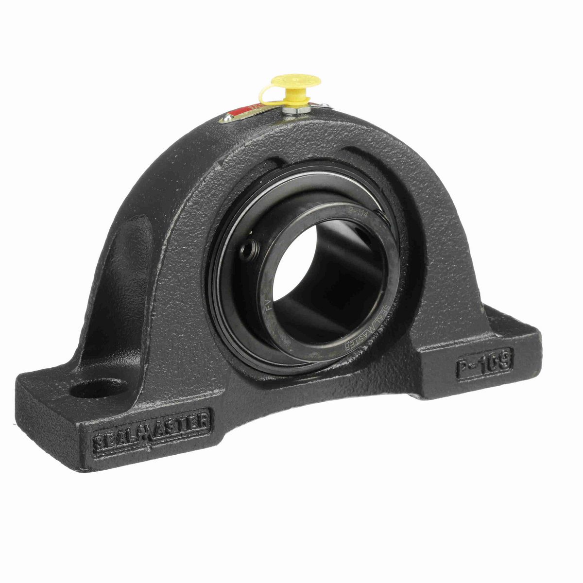 Sealmaster Mounted Cast Iron Two Bolt Pillow Block Ball Bearing - 52100 Bearing Steel, Black Oxided - Setscrew Lock - NP-30