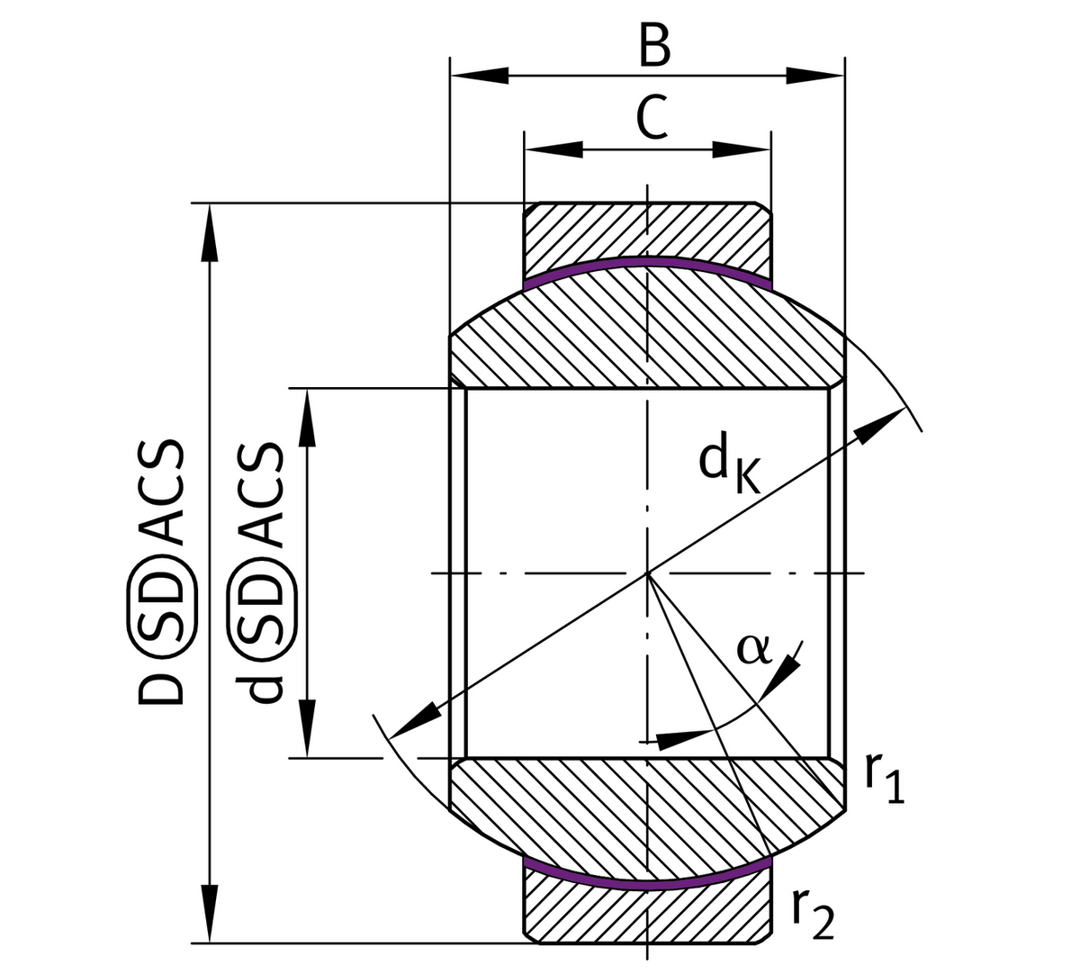 Сферический шарнирный подшипник INA GE25-FW