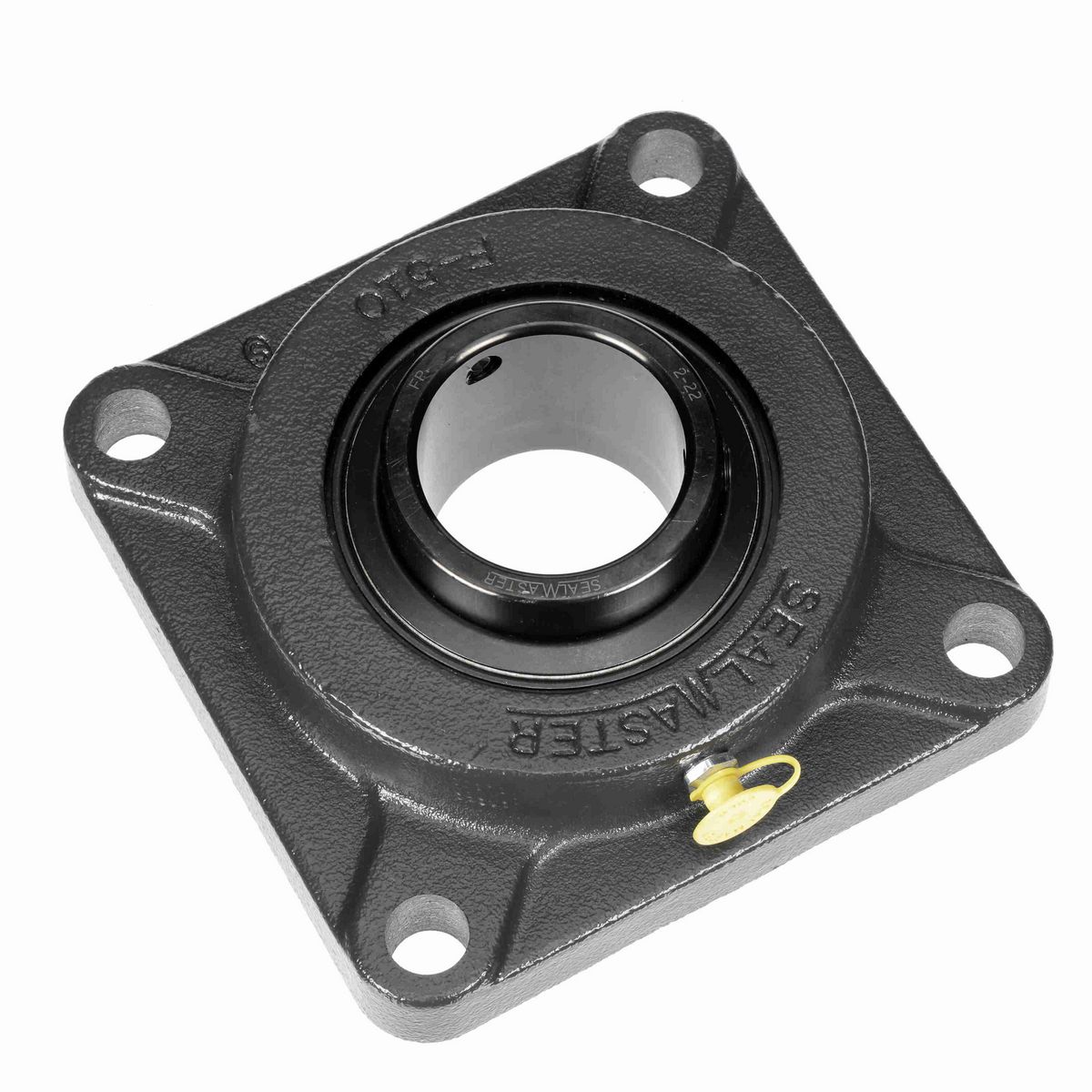 Sealmaster Mounted Cast Iron Four Bolt Flange Ball Bearing - 52100 Bearing Steel, Black Oxided - Setscrew Lock - SF-34