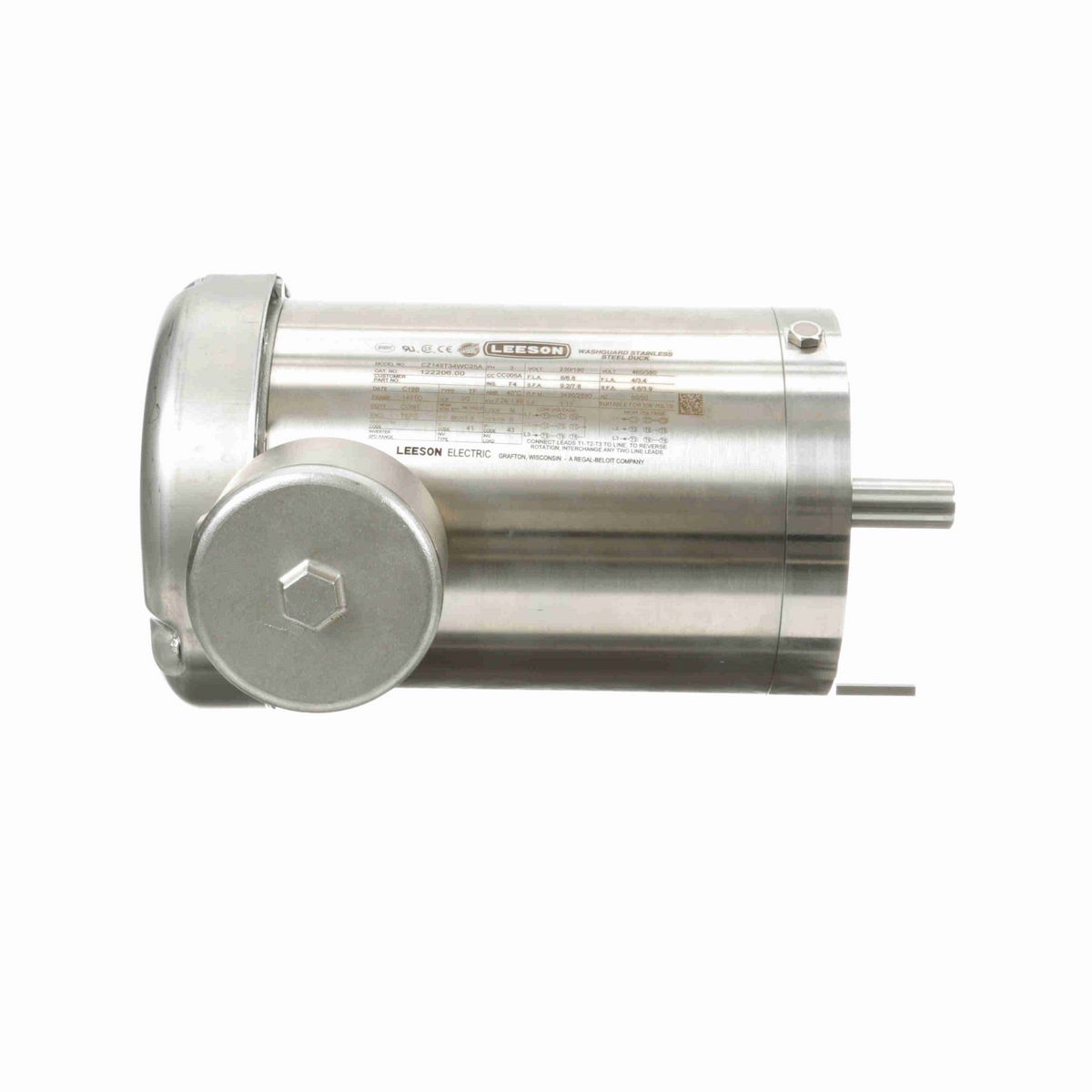 LEESON Premium Duck™ General Purpose Motor, 3 & 2 HP, 3 Ph, 60 & 50 Hz, 230/460 & 190/380 V, 3600 & 3000 RPM, 145TC Frame, TEFC - 122206.00