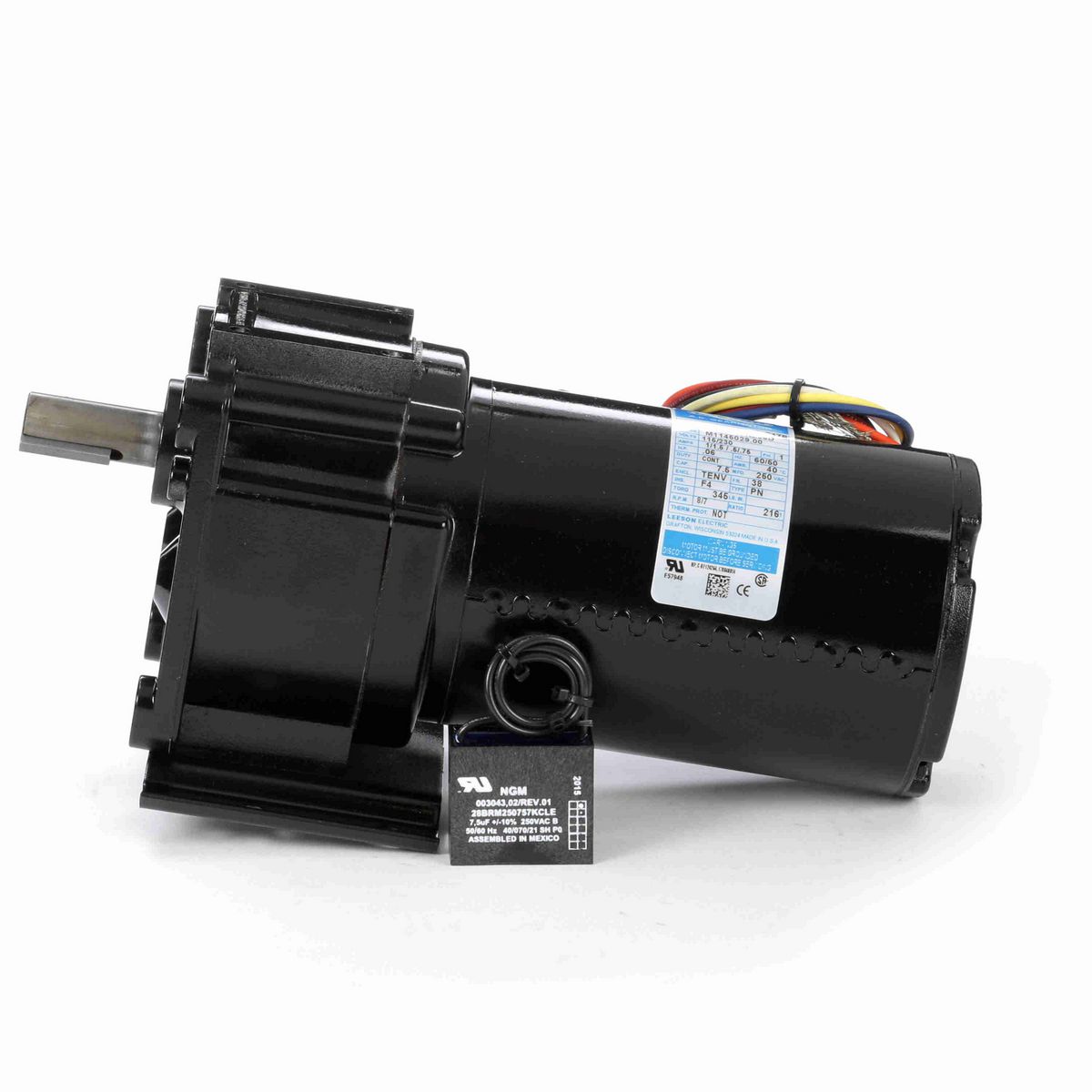 LEESON Parallel Shaft Gearmotor, 0.06 HP, 1 Ph, 60 Hz, 115 V, 8 RPM, 38 Frame, TENV - M1145029.00