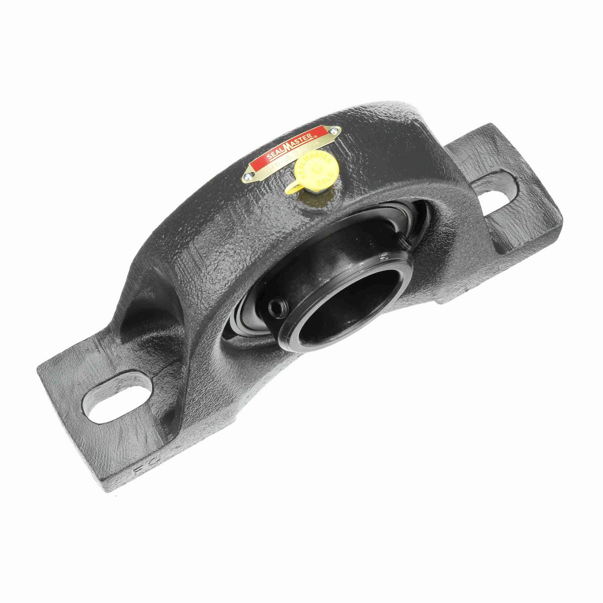 Sealmaster Mounted Cast Iron Two Bolt Pillow Block Ball Bearing - 52100 Bearing Steel, Black Oxided - Double Setscrew Lock - MSPD-35
