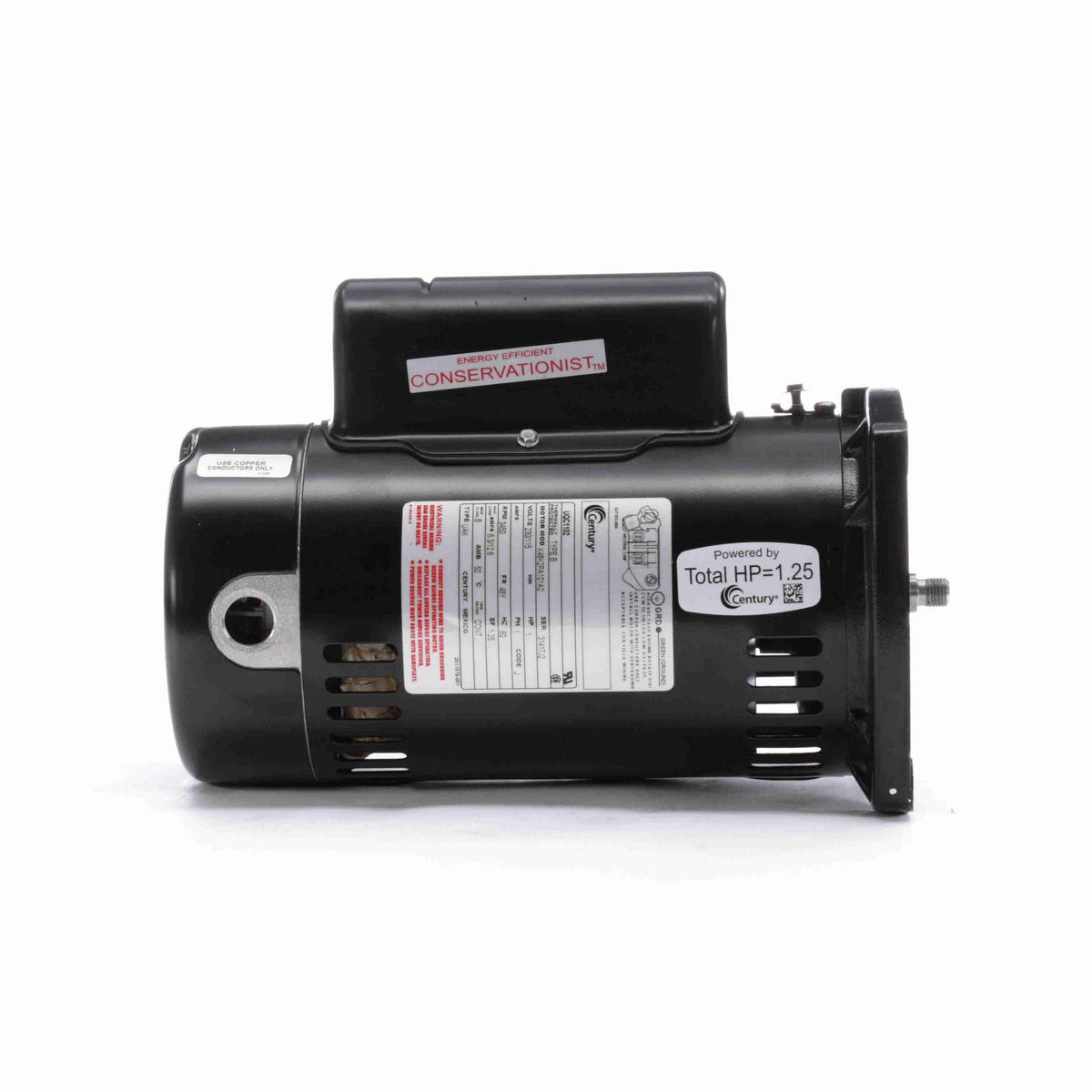 Century Pool Pump Motor, 1 HP, 1 Ph, 60 Hz, 230/115 V, 3600 RPM, 48Y Frame, ODP - UQC1102