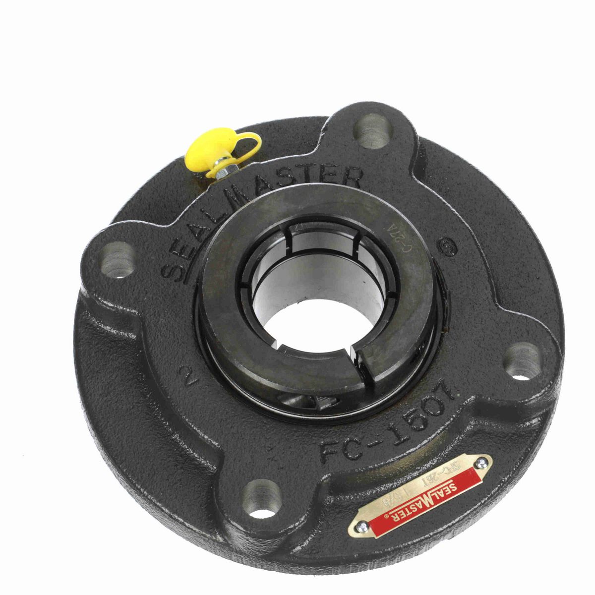 Sealmaster Mounted Cast Iron Flange Cartridge Ball Bearing - 52100 Bearing Steel, Black Oxided - Concentric Lock - SFC-26T