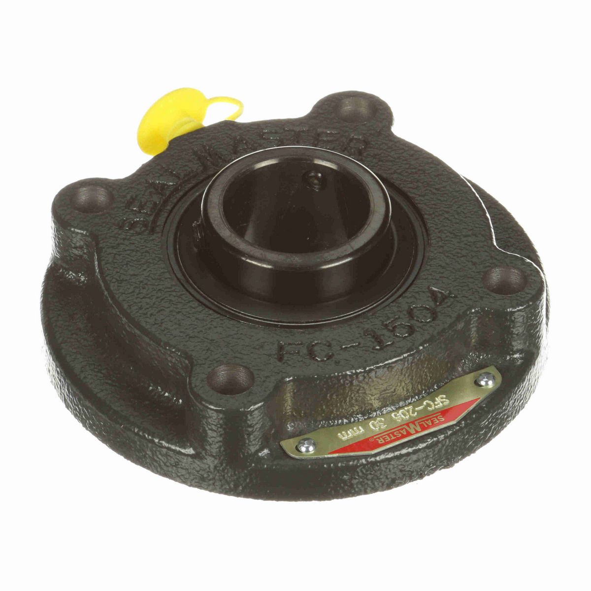 Sealmaster Mounted Cast Iron Flange Cartridge Ball Bearing - 52100 Bearing Steel, Black Oxided - Setscrew Lock - SFC-206