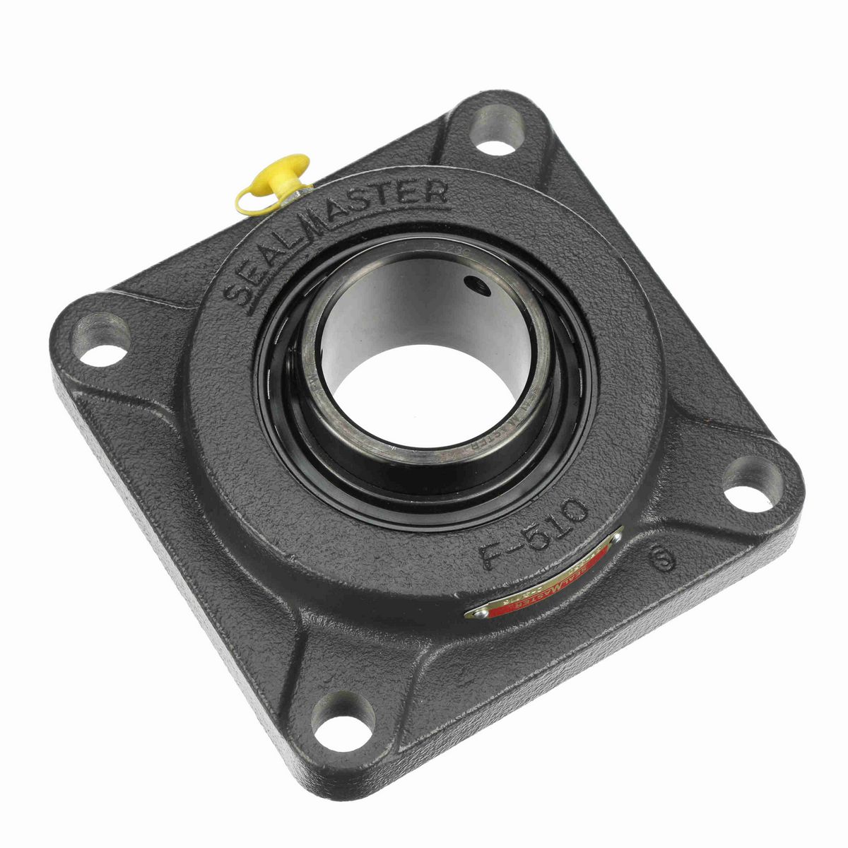 Sealmaster Mounted Cast Iron Four Bolt Flange Ball Bearing - 52100 Bearing Steel, Black Oxided - Setscrew Lock - SF-35C