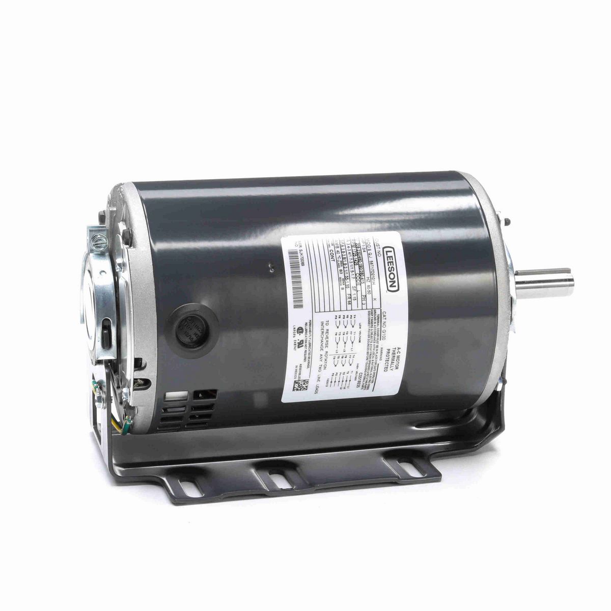 LEESON Fan and Blower Motor, 1 & 0.75 HP, 3 Ph, 60 & 50 Hz, 208-230/460 & 190/380-415 V, 1800 & 1500 RPM, 56 Frame, DP - G100