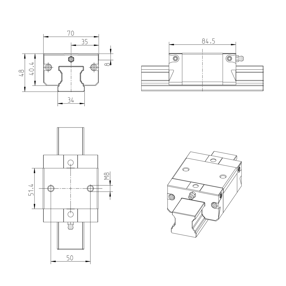 Саморегулирующаяся шариковая каретка из углеродистой стали Bosch Rexroth KWD-035-SKS-C0-H-1 [R166239320]