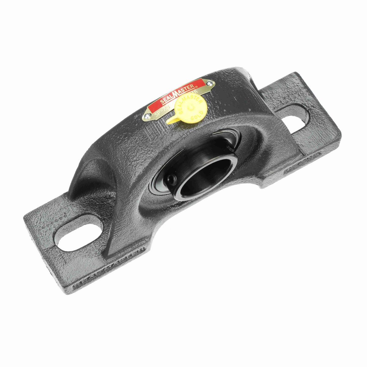 Sealmaster Mounted Cast Iron Two Bolt Pillow Block Ball Bearing - 52100 Bearing Steel, Black Oxided - Setscrew Lock - SP-23