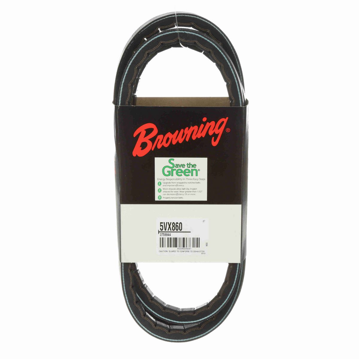 Browning EPDM Notched Belt 98% Efficient - 5VX860