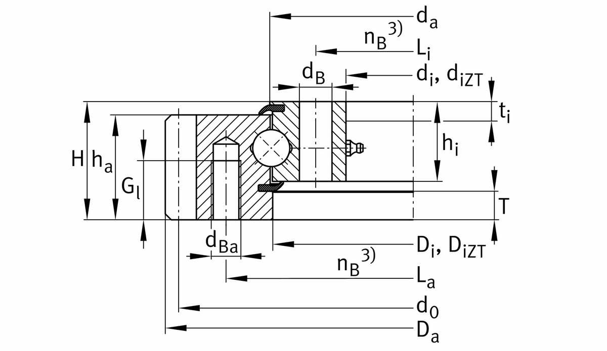 Опорно-поворотное устройство, подшипник с четырехточечным контактом, зубчатый венец на наружном кольце INA VSA200414-N-ZT