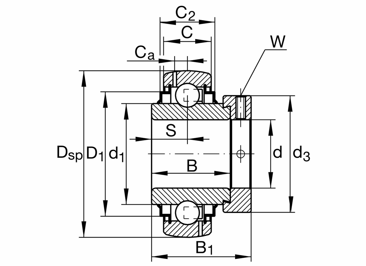 Радиальный закрепляемый шарикоподшипник INA G1104-206-KRR-B-AS2/V (G 1104 KRRBW-206)
