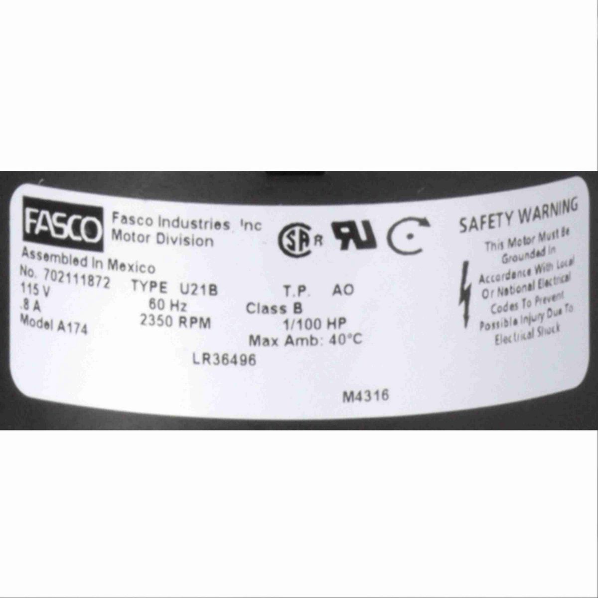 FASCO Round Outlet Shaded Pole OEM Replacement Draft Inducer Blower, 115 Volts, Flange: No - A174