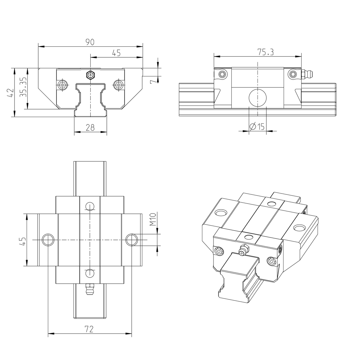 Саморегулирующаяся шариковая каретка из углеродистой стали Bosch Rexroth KWD-030-FKS-C1-N-1 [R166171420]