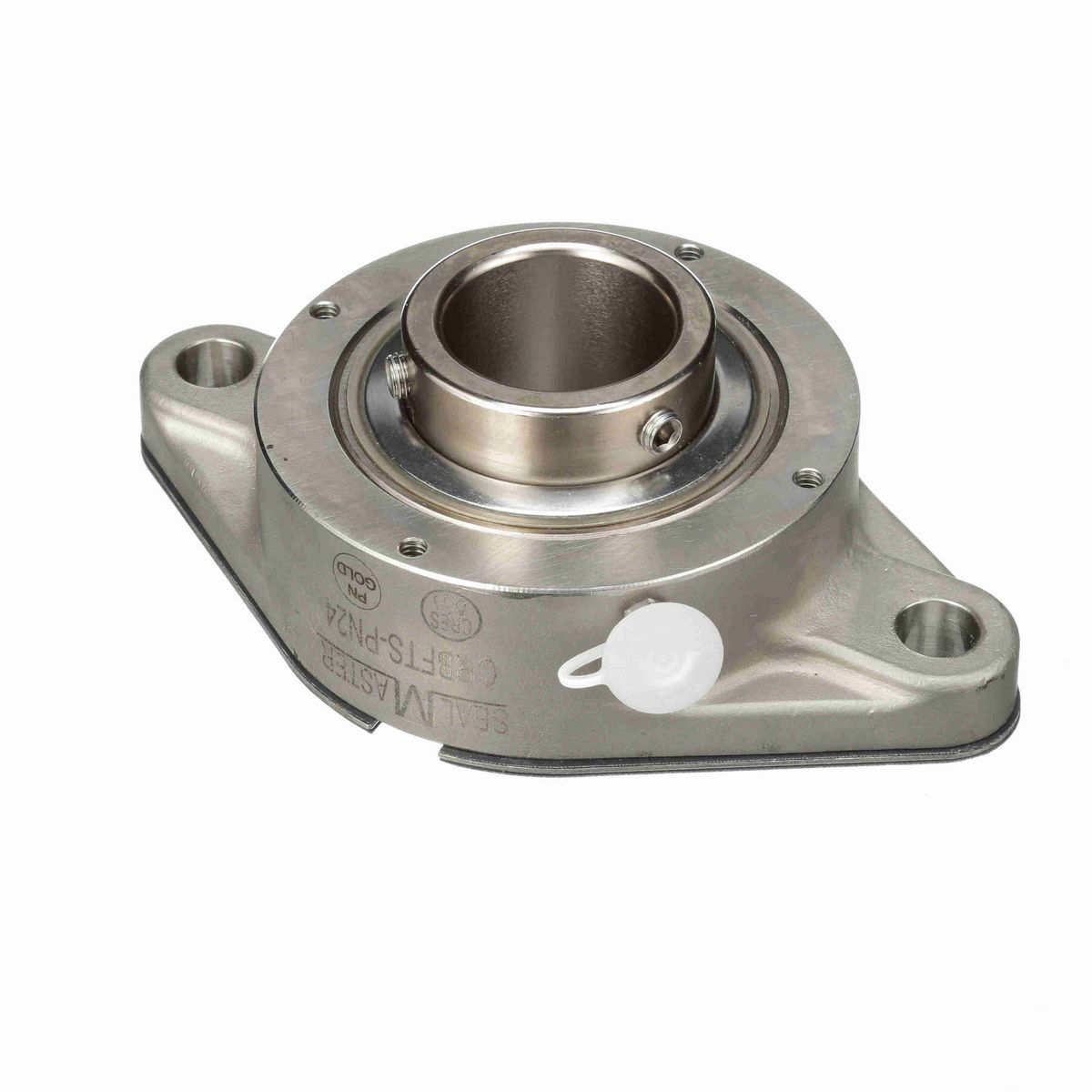 Sealmaster Mounted Stainless Steel Two Bolt Flange Ball Bearing - 52100 Bearing Steel, Phosphorus Nickel Coated - Setscrew Lock - Corrosion Resistant - CRBFTS-PN24