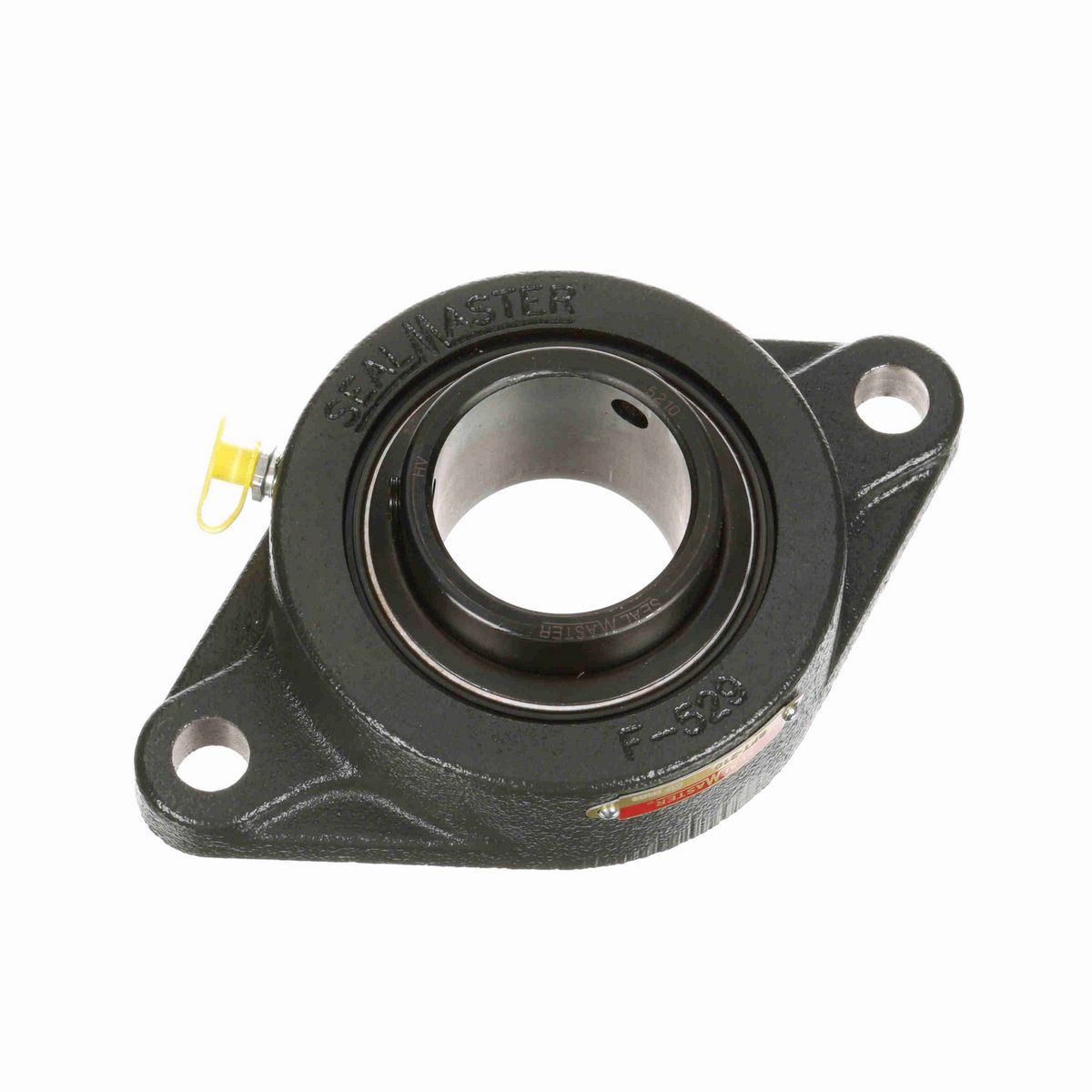 Sealmaster Mounted Cast Iron Two Bolt Flange Ball Bearing - 52100 Bearing Steel, Black Oxided - Setscrew Lock - SFT-210
