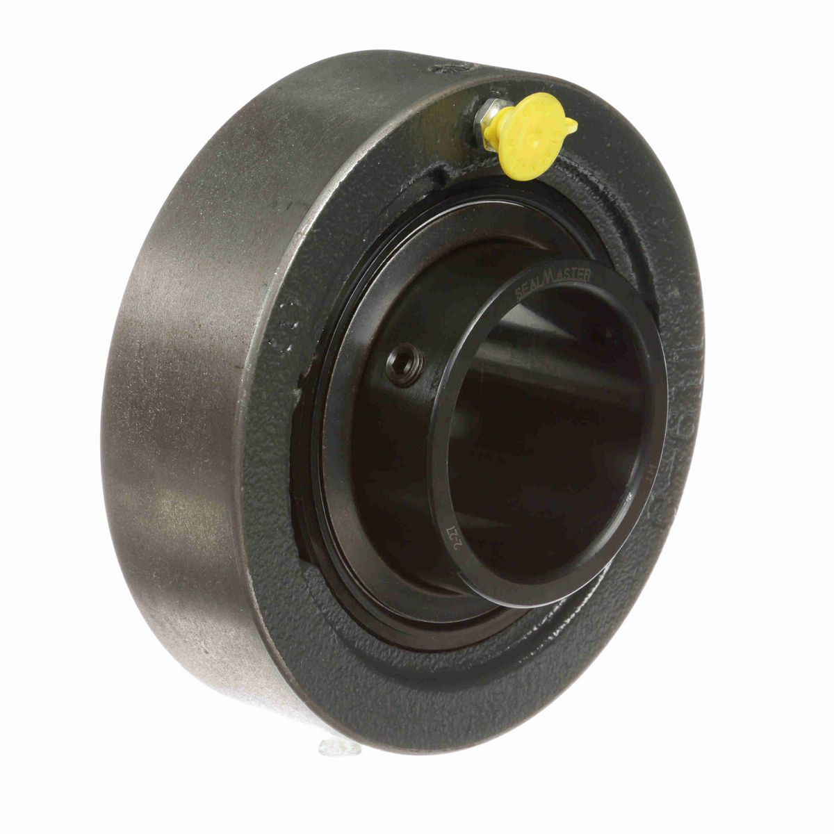 Sealmaster Mounted Cast Iron Cylindrical Cartridge Ball Bearing - 52100 Bearing Steel, Black Oxided - Setscrew Lock - SC-39