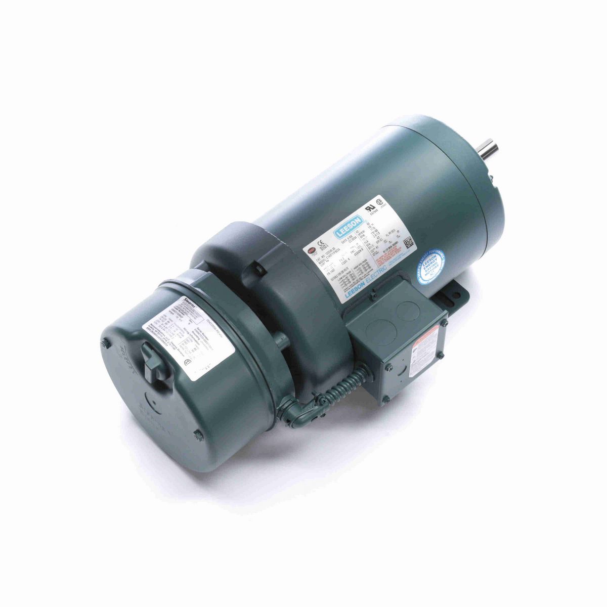 LEESON Brake Motor, 1 HP, 3 Ph, 60 Hz, 230/460 V, 1200 RPM, 145T Frame, TEFC - 122245.00