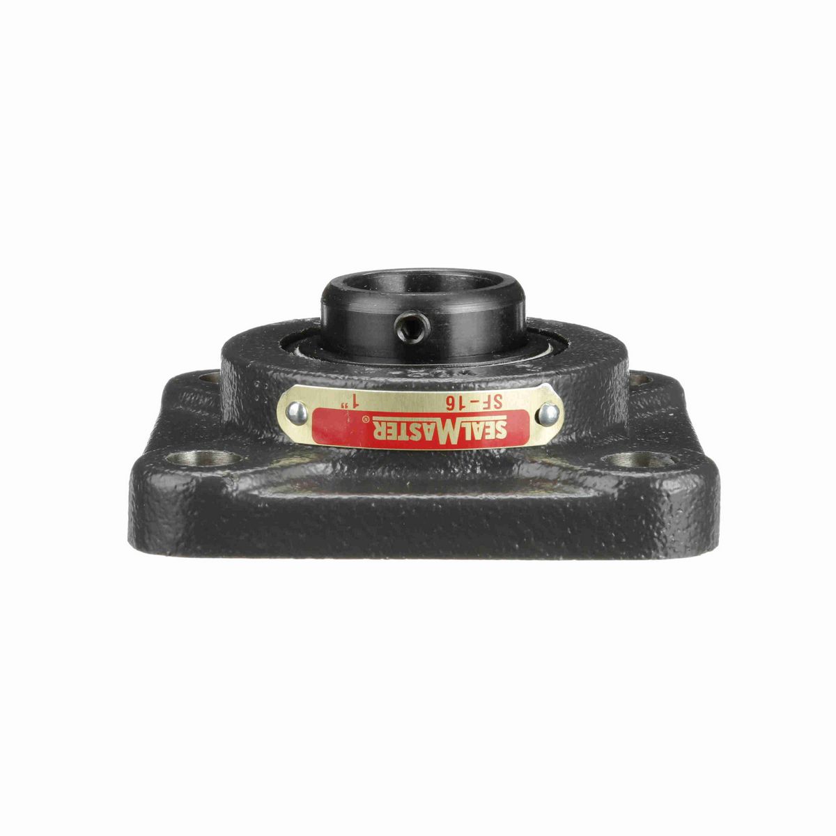 Sealmaster Mounted Cast Iron Four Bolt Flange Ball Bearing - 52100 Bearing Steel, Black Oxided - Setscrew Lock - SF-16