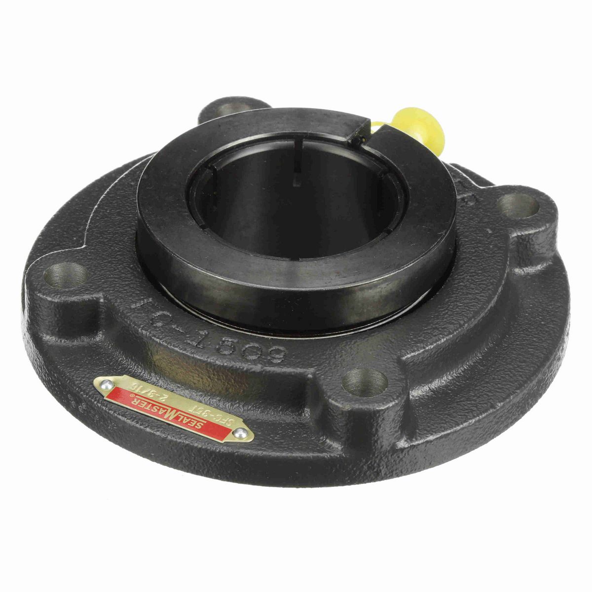 Sealmaster Mounted Cast Iron Flange Cartridge Ball Bearing - 52100 Bearing Steel, Black Oxided - Concentric Lock - SFC-35T