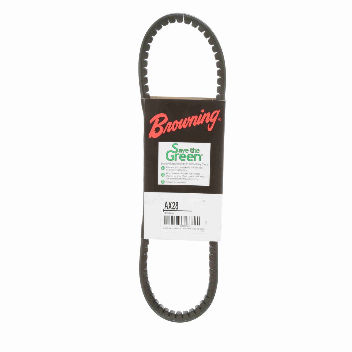 Browning EPDM Notched Belt 98% Efficient - AX28