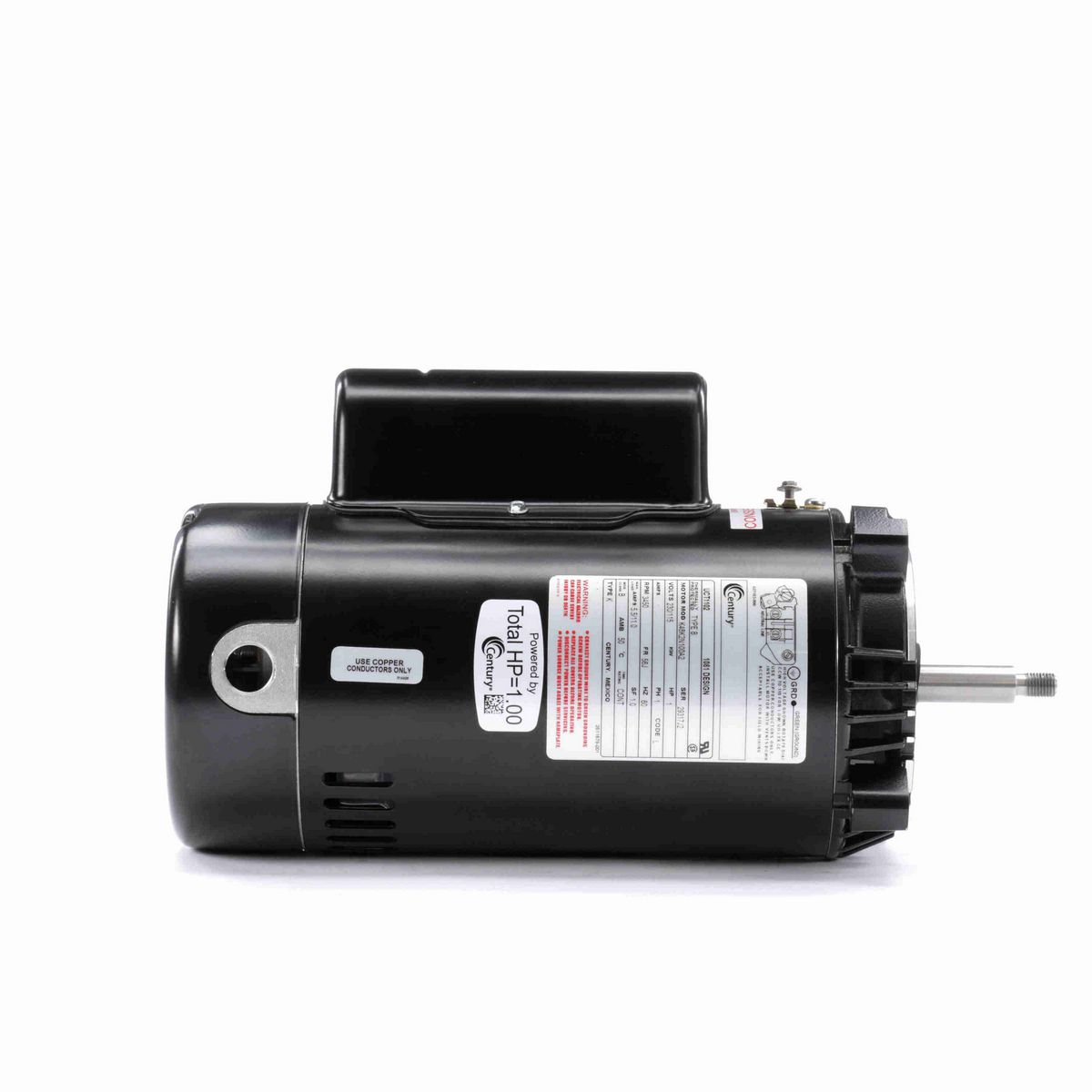 Century Pool Pump Motor, 1 HP, 1 Ph, 60 Hz, 230/115 V, 3600 RPM, 56J Frame, ODP - UCT1102