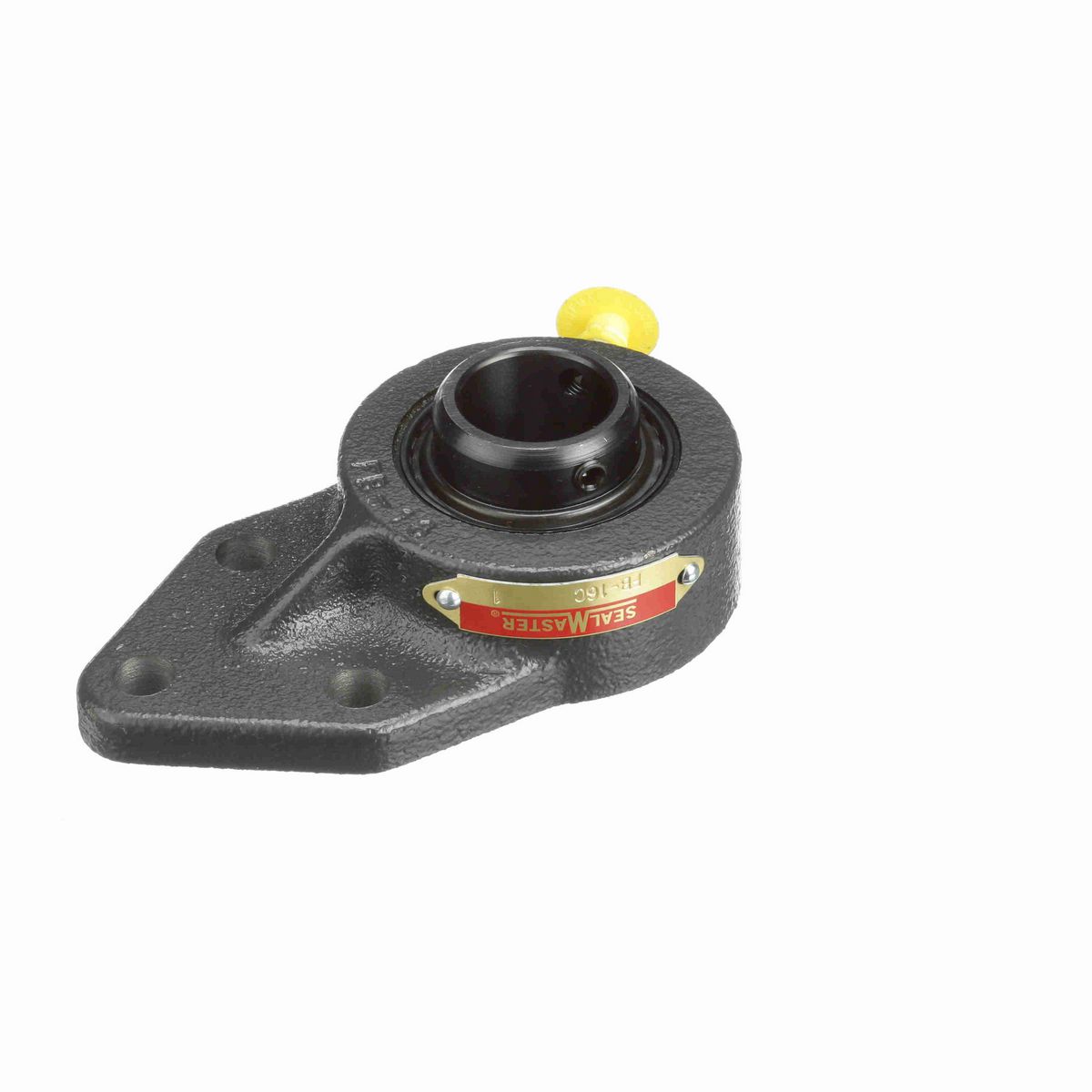 Sealmaster Mounted Cast Iron Three Bolt Flange Bracket Ball Bearing - 52100 Bearing Steel, Black Oxided - Setscrew Lock - FB-16C
