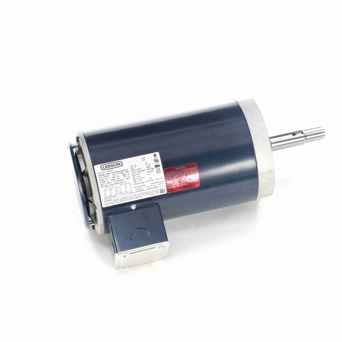 LEESON Close-Coupled Pump Motor, 2 & 1.50 HP, 3 Ph, 60 & 50 Hz, 230/460 & 190/380 V, 1800 & 1500 RPM, 145JMV Frame, DP - GT4107