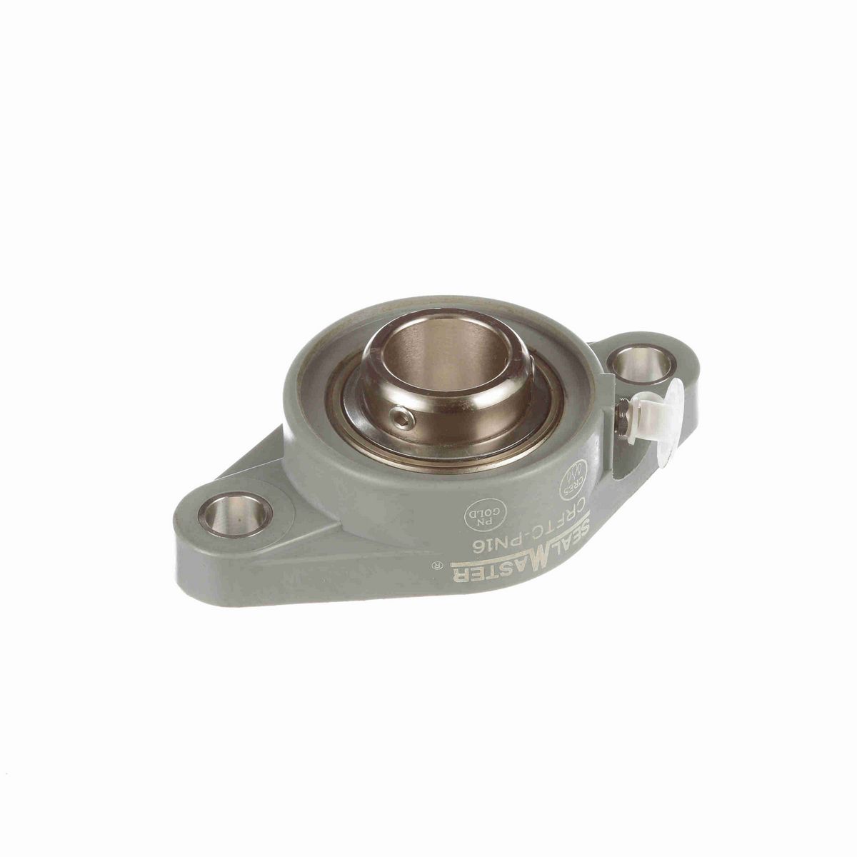 Sealmaster Mounted Composite Two Bolt Flange Ball Bearing - 52100 Bearing Steel, Phosphorus Nickel Coated - Setscrew Lock - Corrosion Resistant - CRFTC-PN16