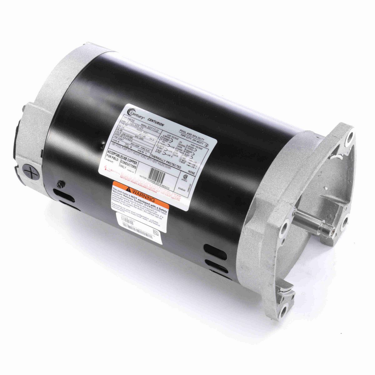 Century Pool Pump Motor, 1.0 HP, 3 Ph, 60 Hz, 208-230/460 V, 3600 RPM, R56Y Frame, ODP - H635