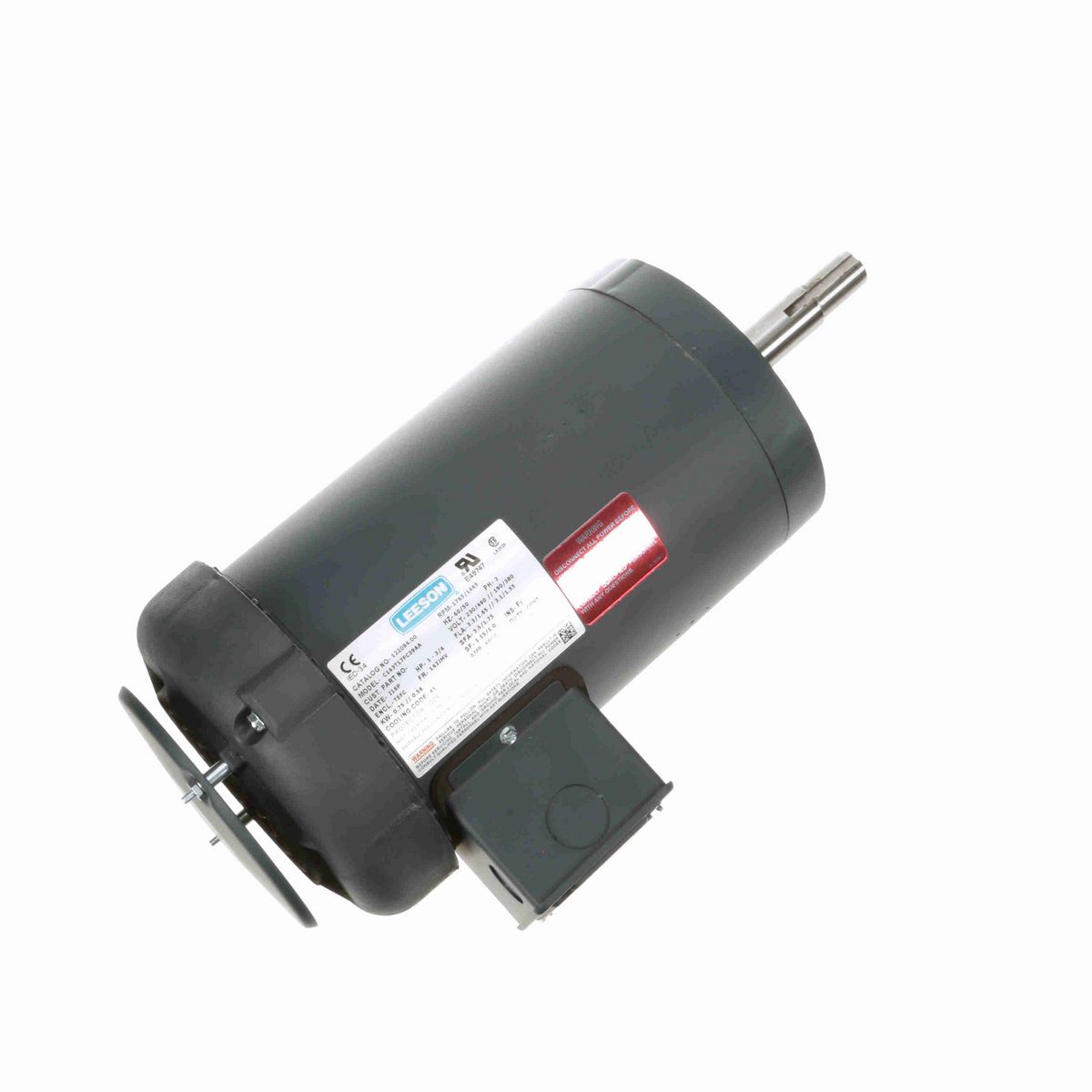 LEESON Close-Coupled Pump Motor, 1 & 0.75 HP, 3 Ph, 60 & 50 Hz, 230/460 & 190/380 V, 1800 & 1500 RPM, 143JMV Frame, TEFC - 122084.00