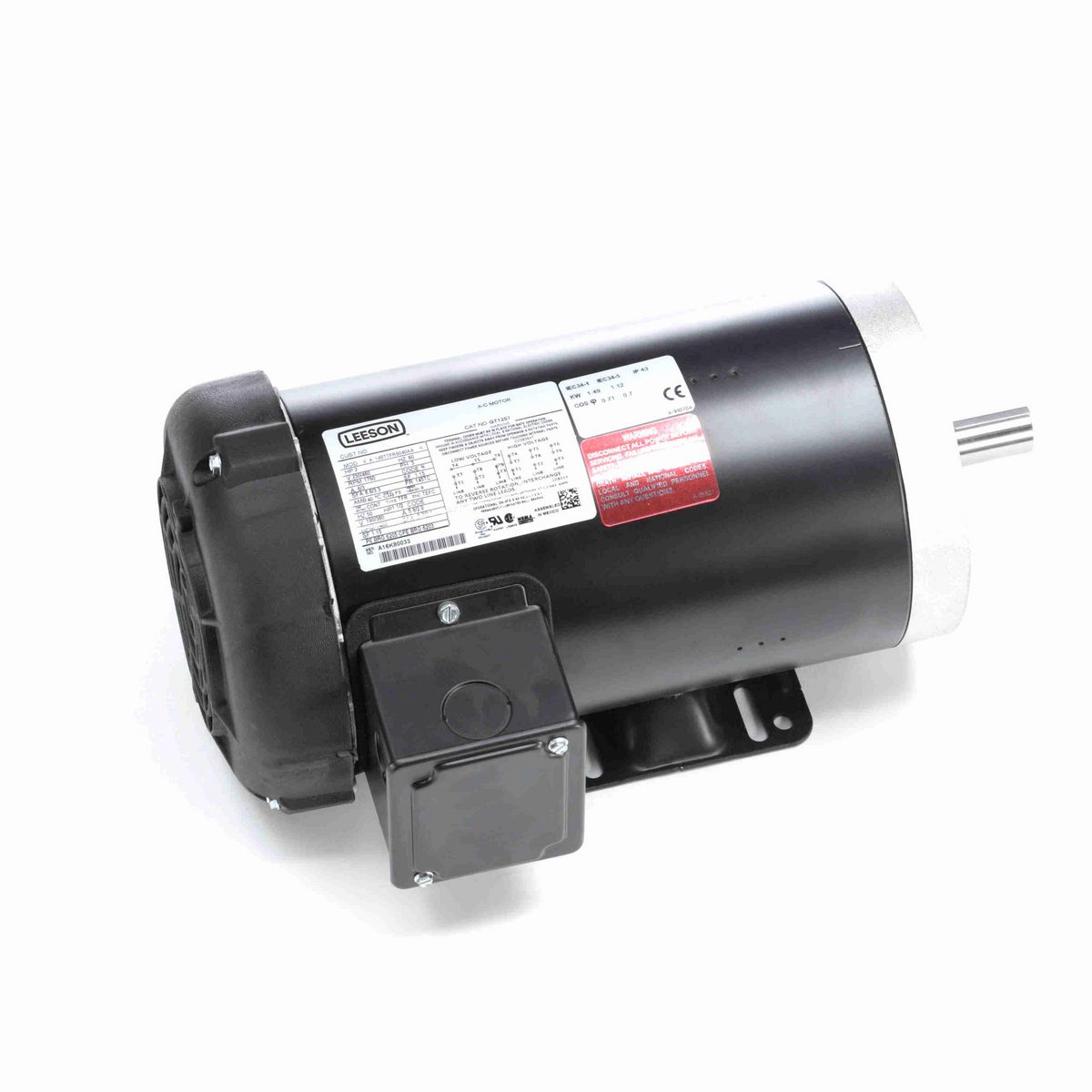 LEESON General Purpose Motor, 2 & 1.50 HP, 3 Ph, 60 & 50 Hz, 230/460 & 190/380 V, 1800 & 1500 RPM, 145TC Frame, TEFC - GT1207